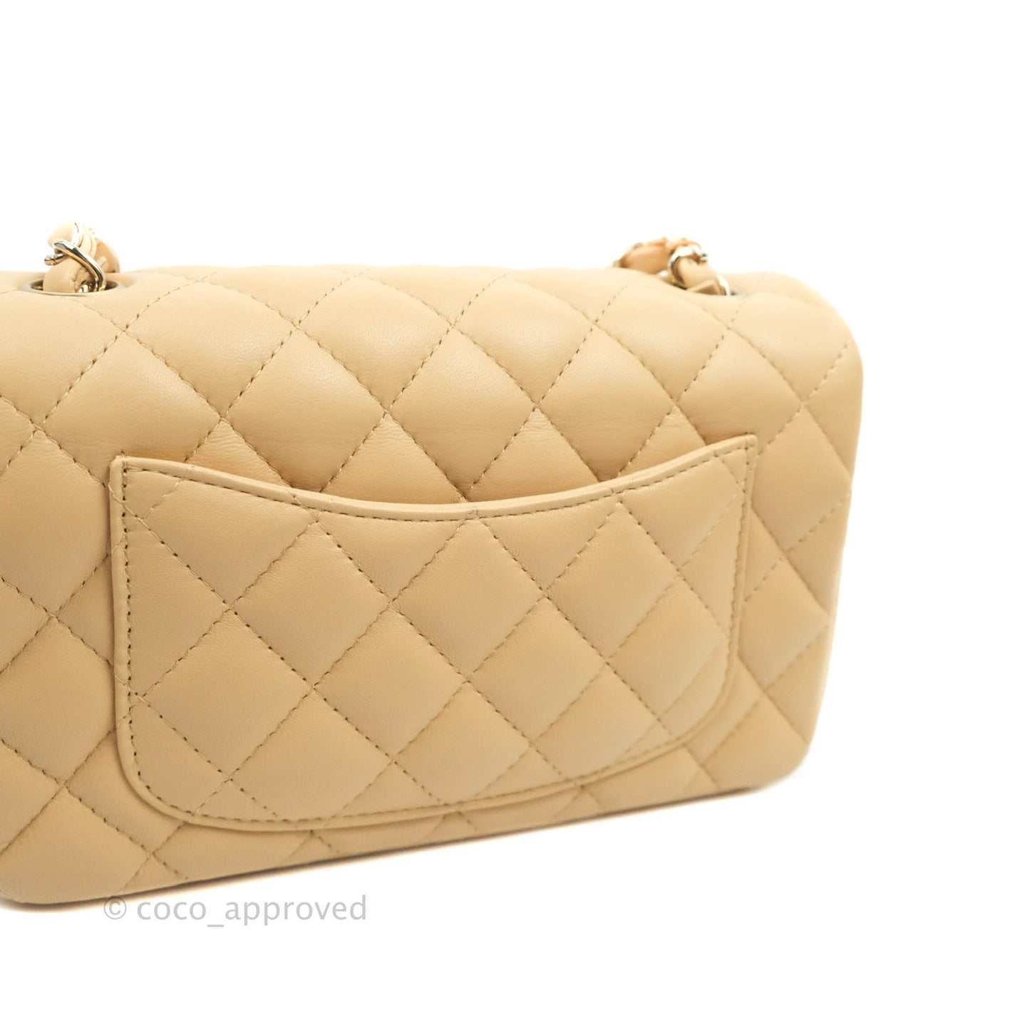 Chanel Classic Mini Rectangular Flap Beige Lambskin Gold Hardware 22C