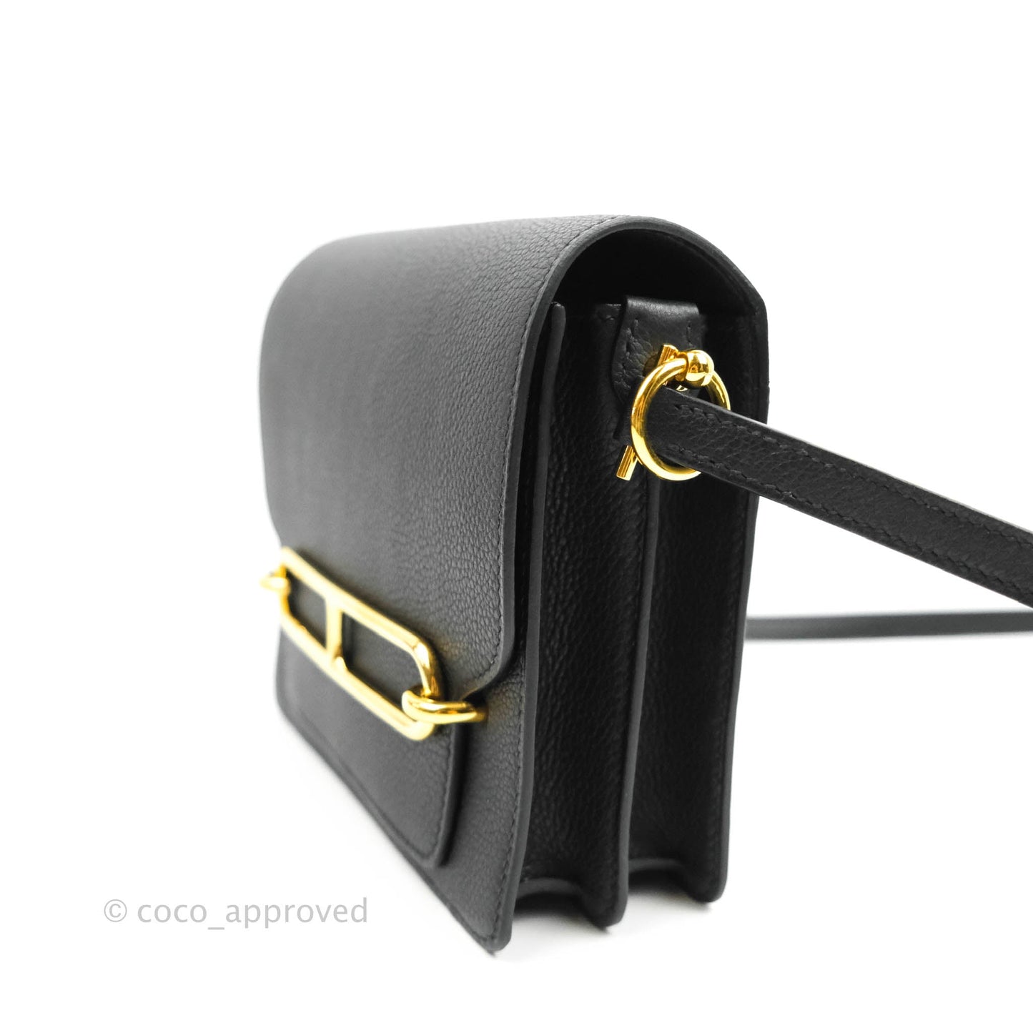 Hermès Roulis Mini 18 Black Clemence Gold Hardware