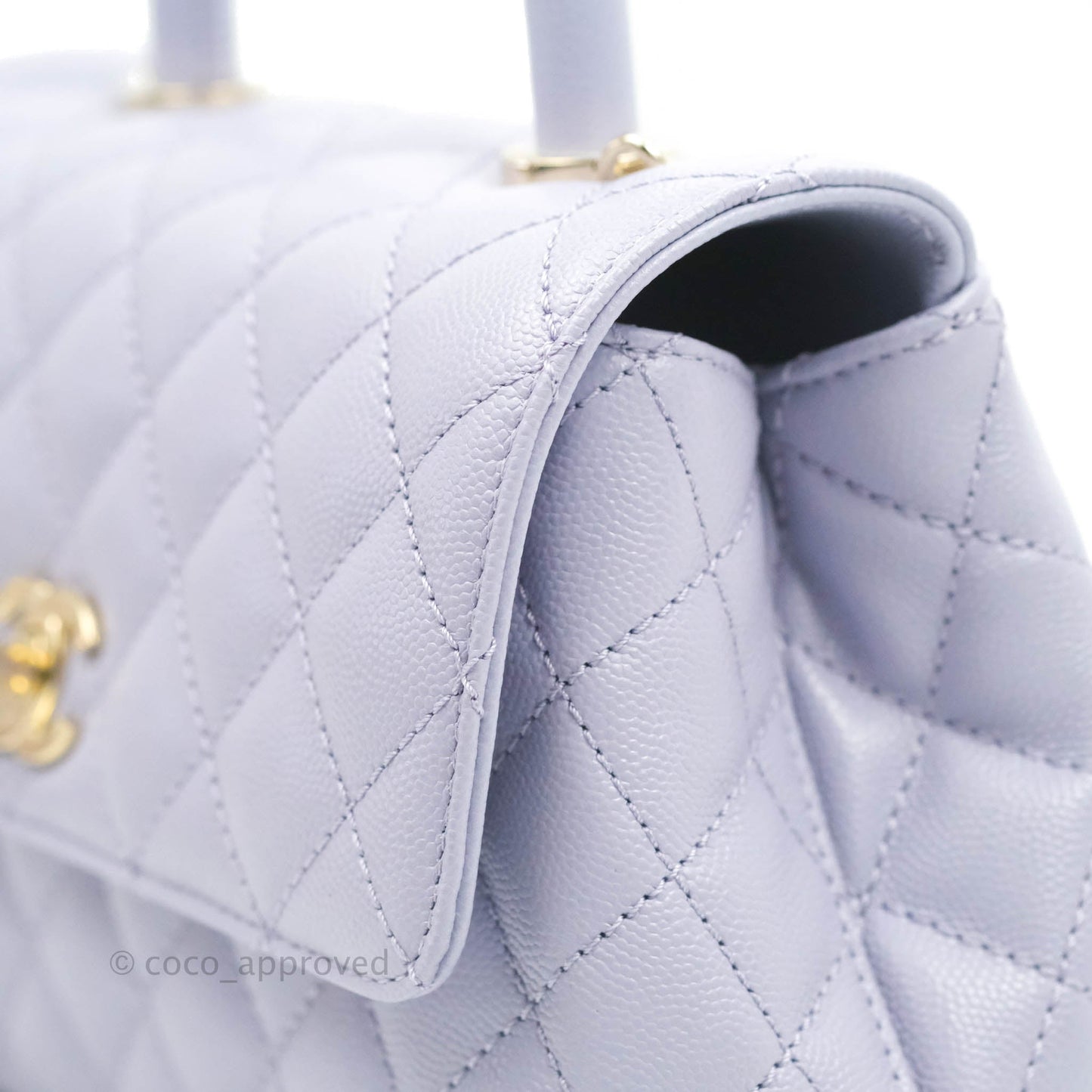 Chanel Mini (Small) Coco Handle Quilted Purple Lilac Caviar Gold Hardware 21K