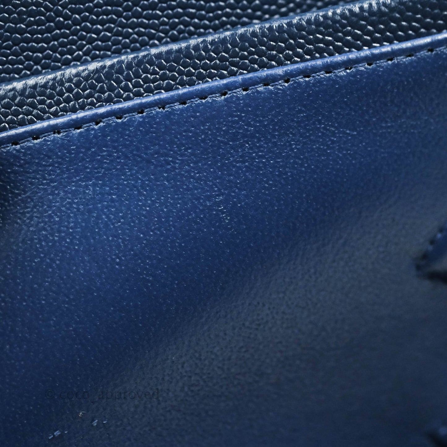 Chanel Quilted M/L Medium Double Flap Blue Caviar Gold Hardware 19C