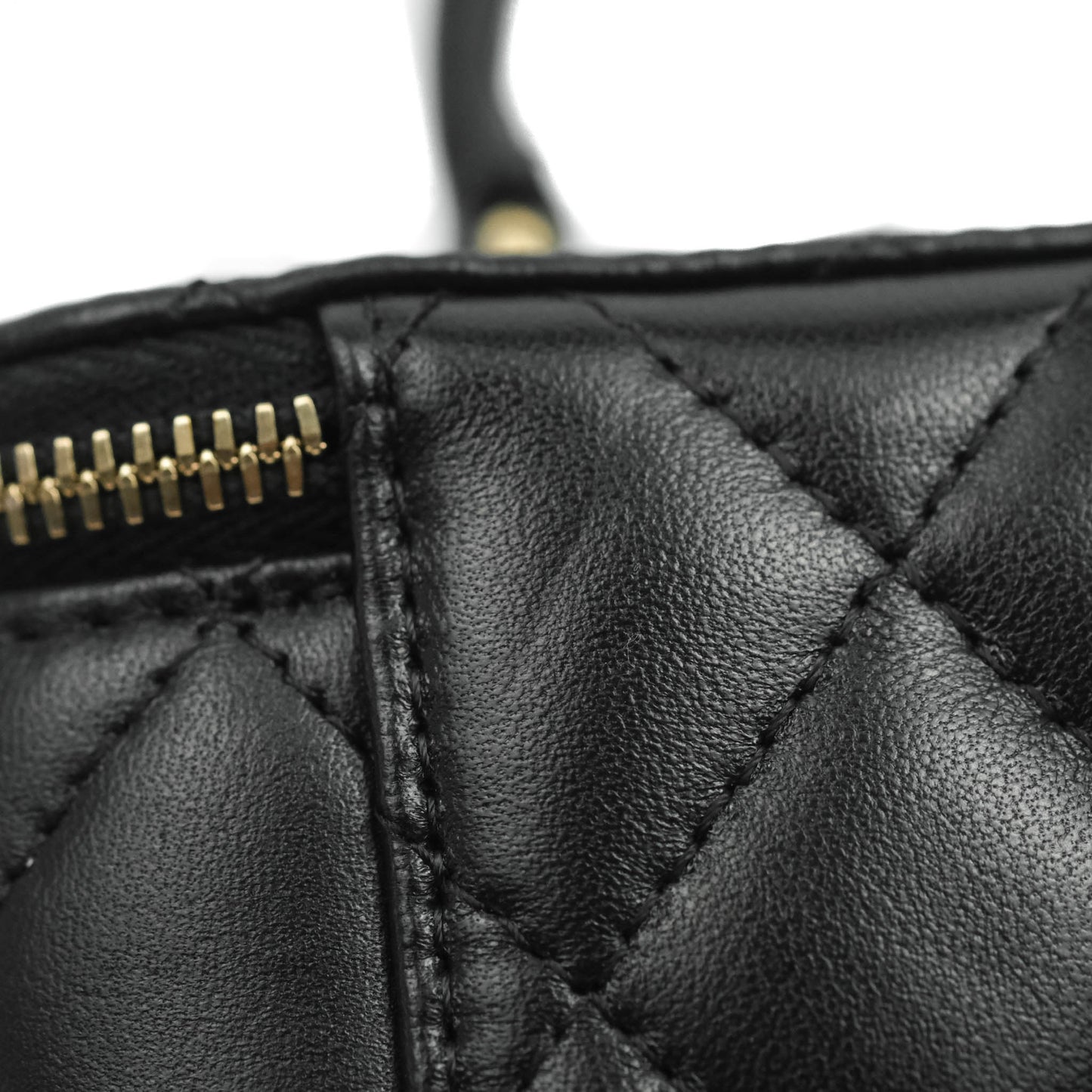 Chanel Classic Vanity Rectangular Top Handle With Chain Black Lambskin Gold Hardware