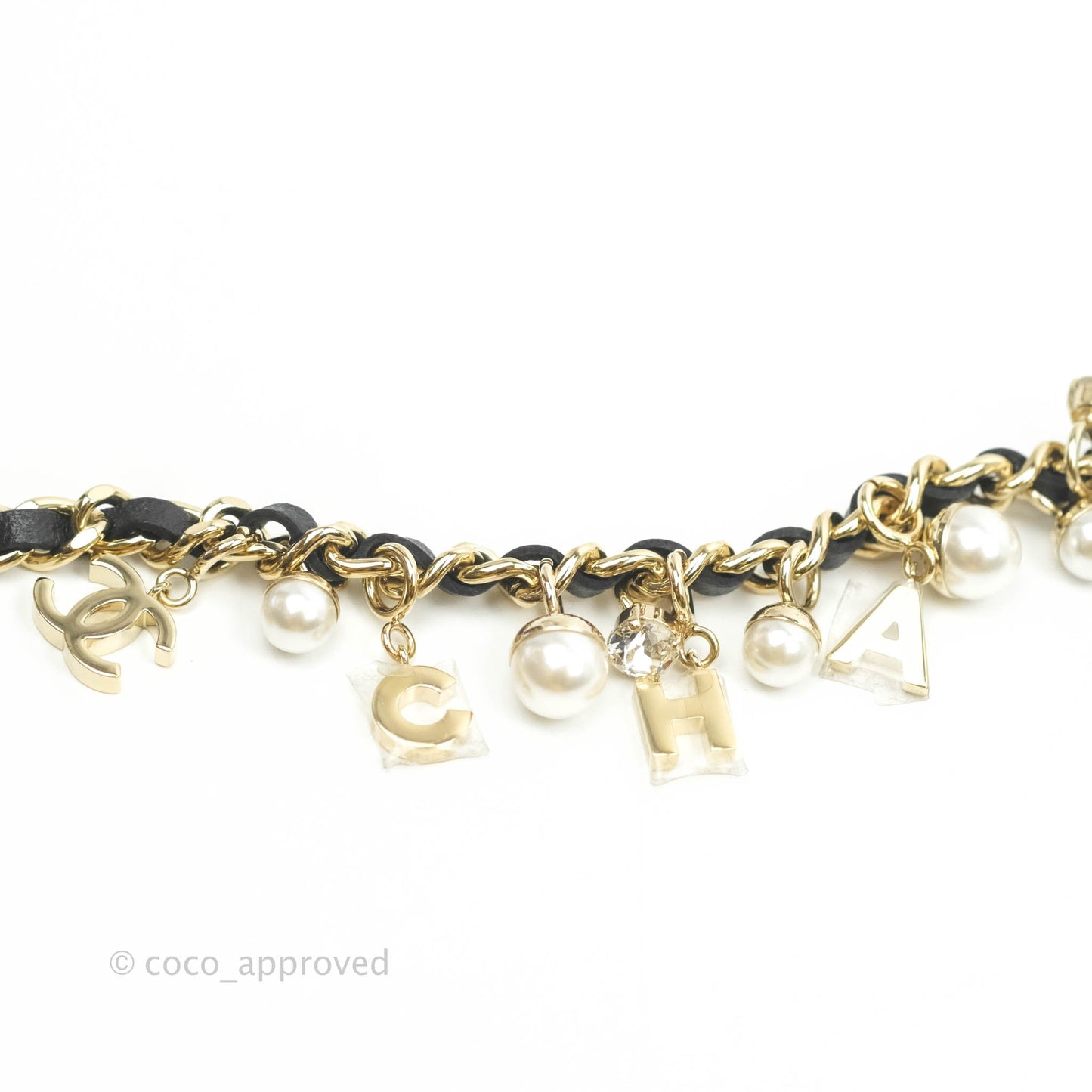 Chanel Pearl Charm Clutch With Chain Black Shiny Calfskin Gold Hardware