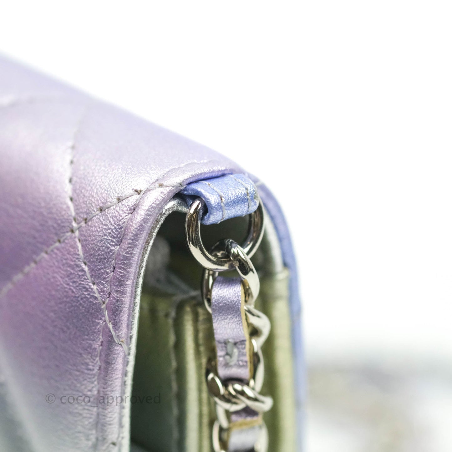Chanel Quilted Wallet on Chain WOC Metallic Rainbow Lambskin Rainbow Hardware