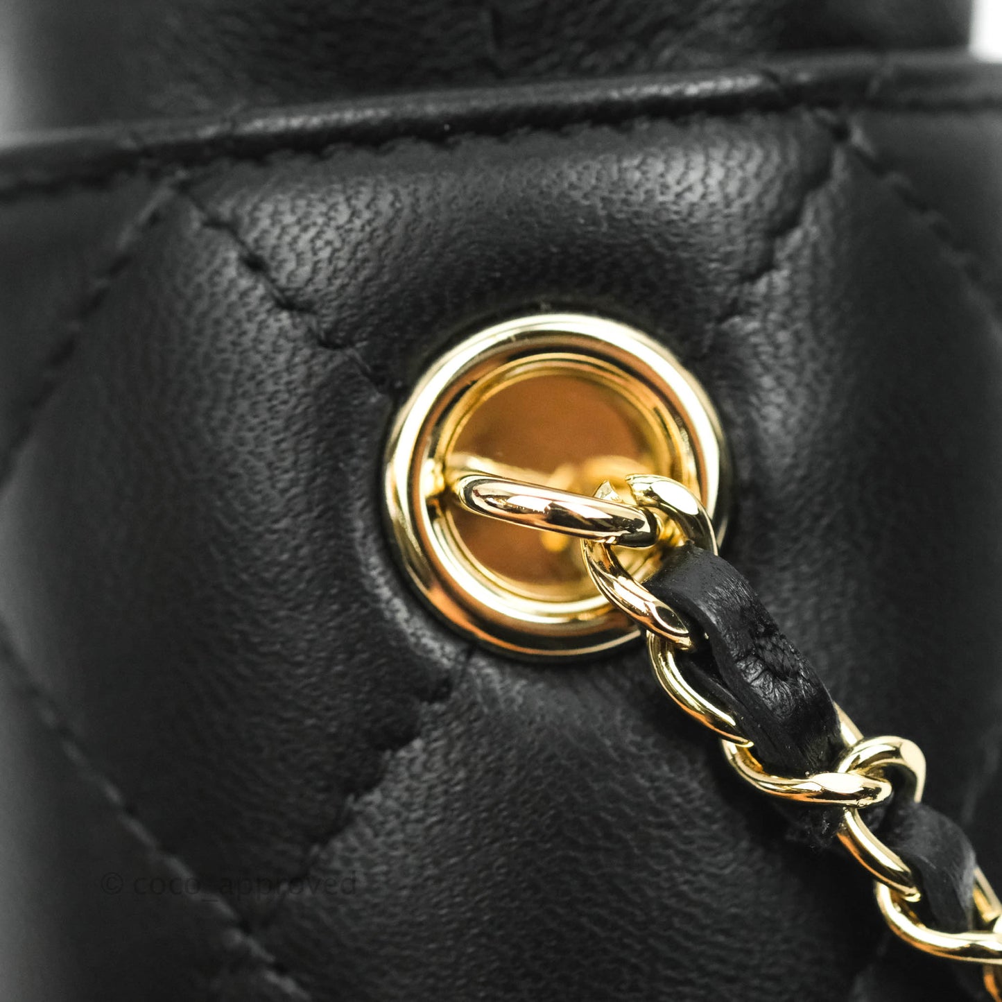 Chanel Mini Bucket With Chain Black Lambskin Gold Hardware 21A