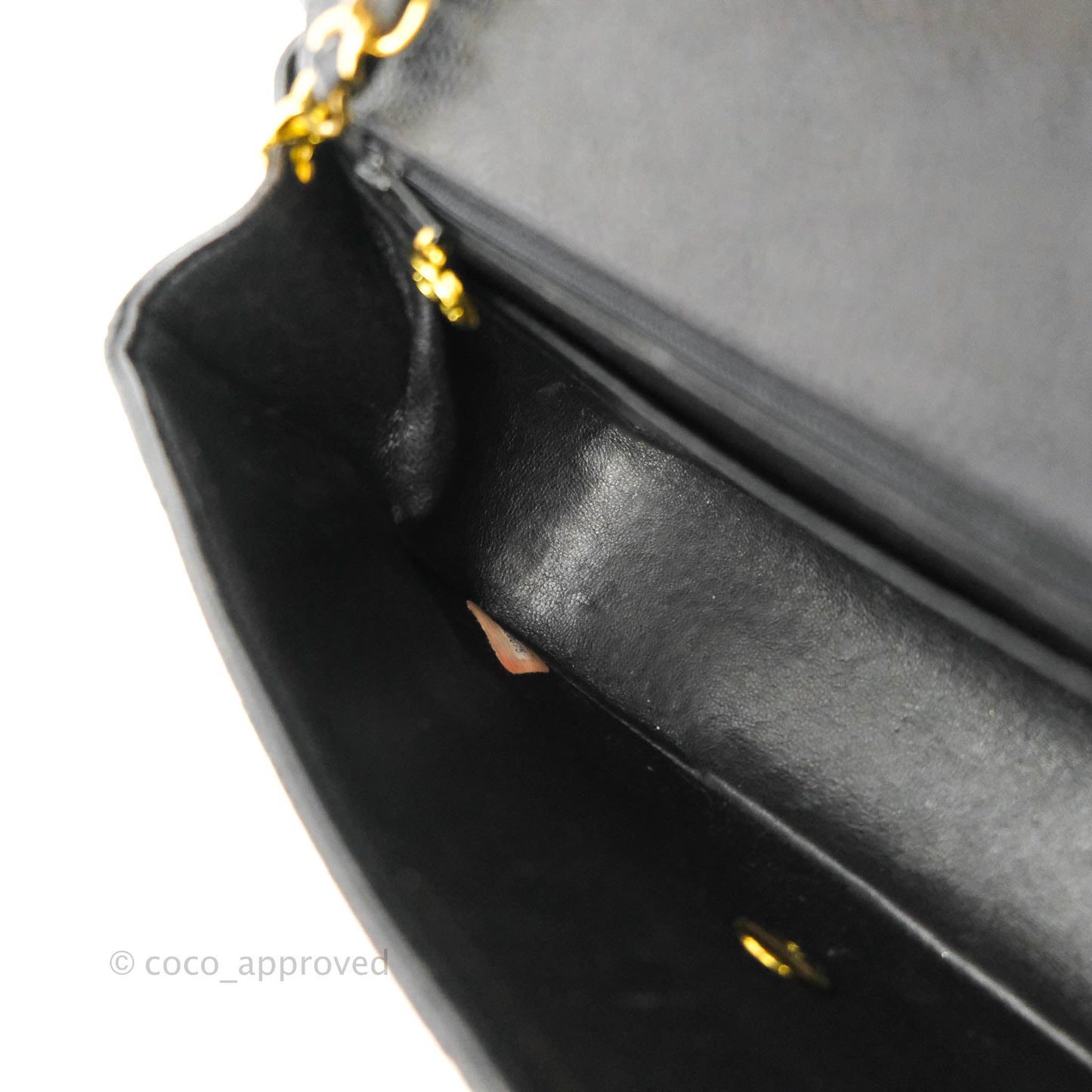 Chanel Small Vintage Quilted Classic Diana Flap Bag Black Caviar 24K Gold Hardware