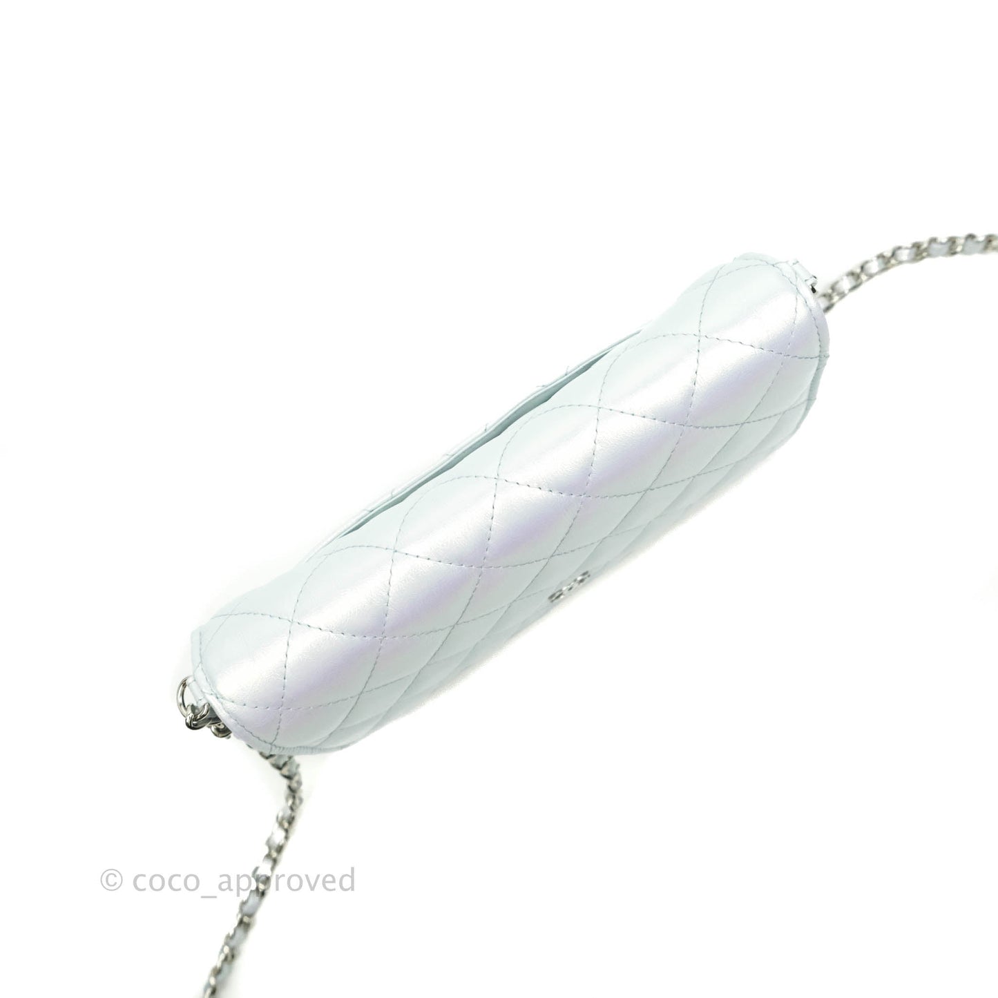 Chanel WOC Quilted Iridescent Light Blue Calfskin Silver Hardware