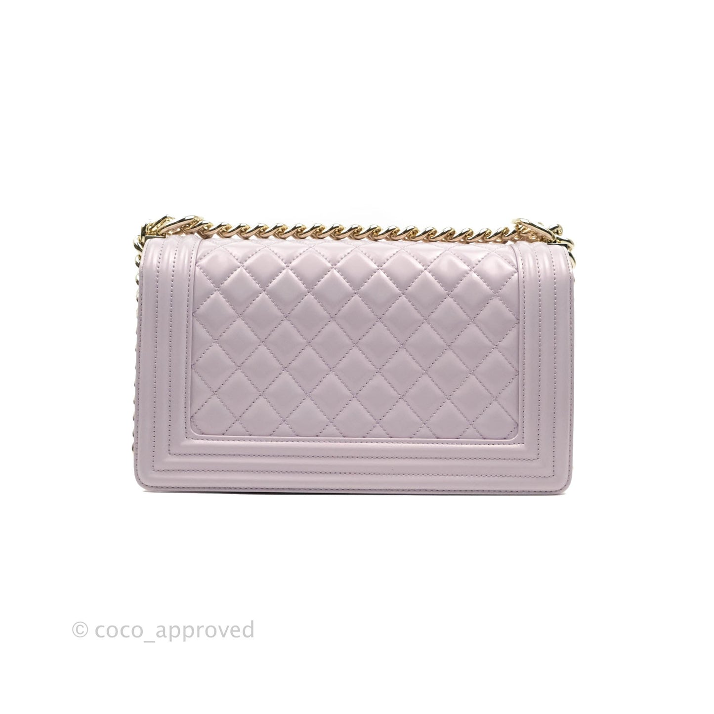 Chanel Quilted Medium Boy Iridescent Lilac Calfskin Light Gold Hardware