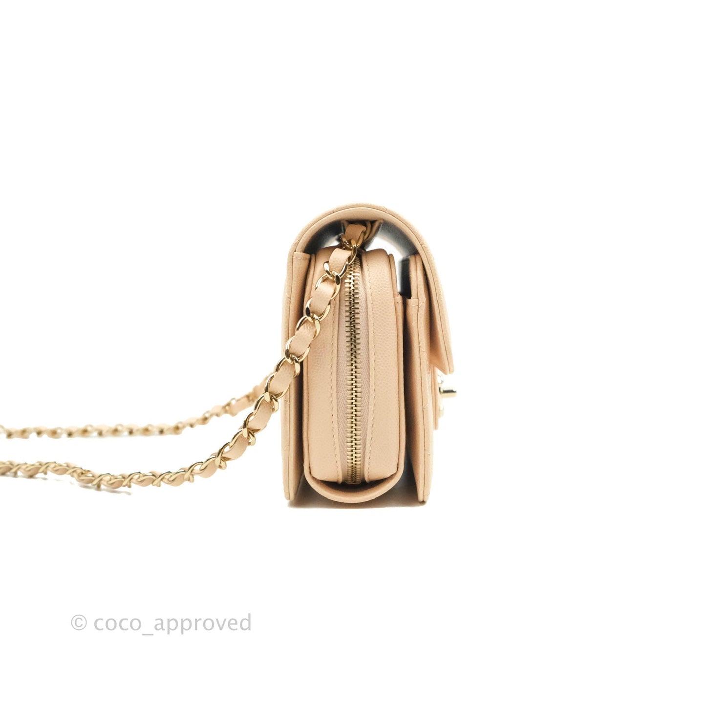 Chanel Quilted Small Like The Wallet Flap Light Beige Caviar Light Gold Hardware 22C