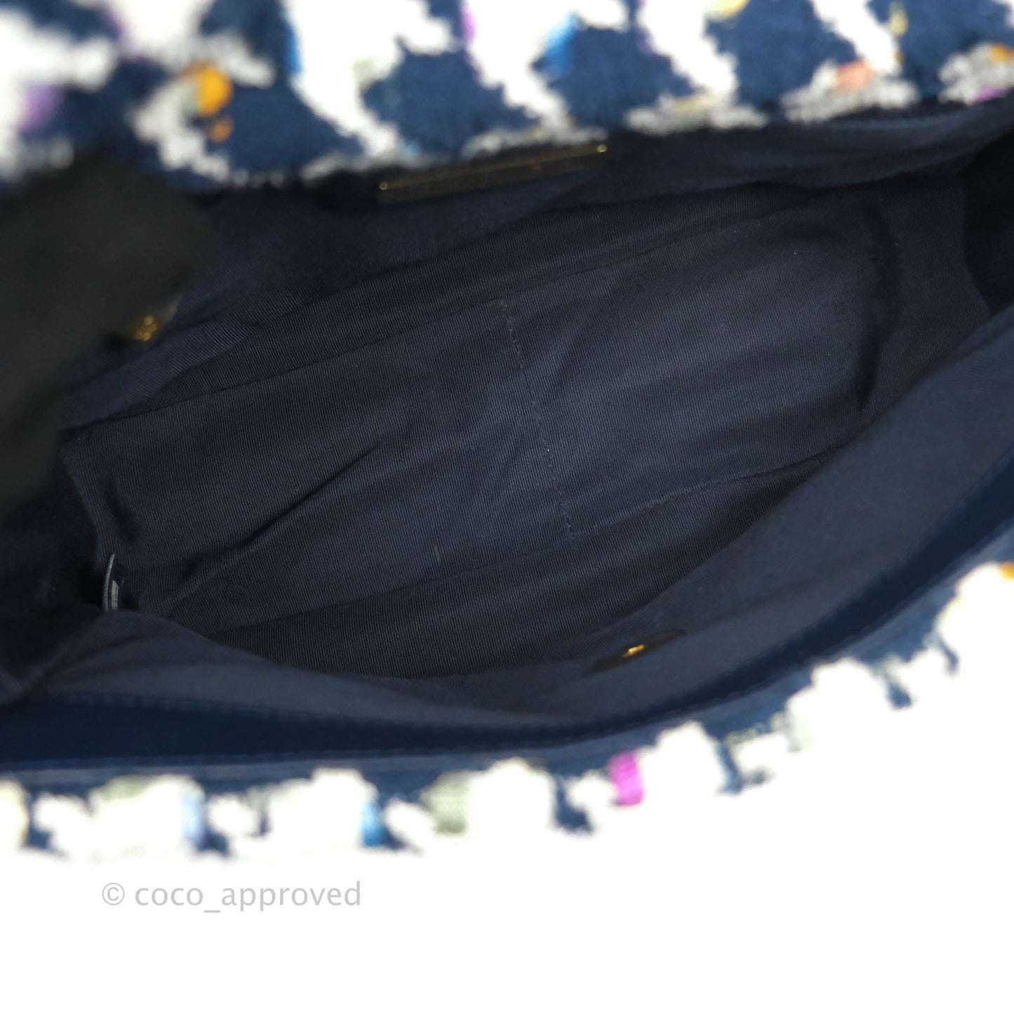 Chanel 19 Small Quilted Houndstooth Tweed Blue White Mixed Hardware