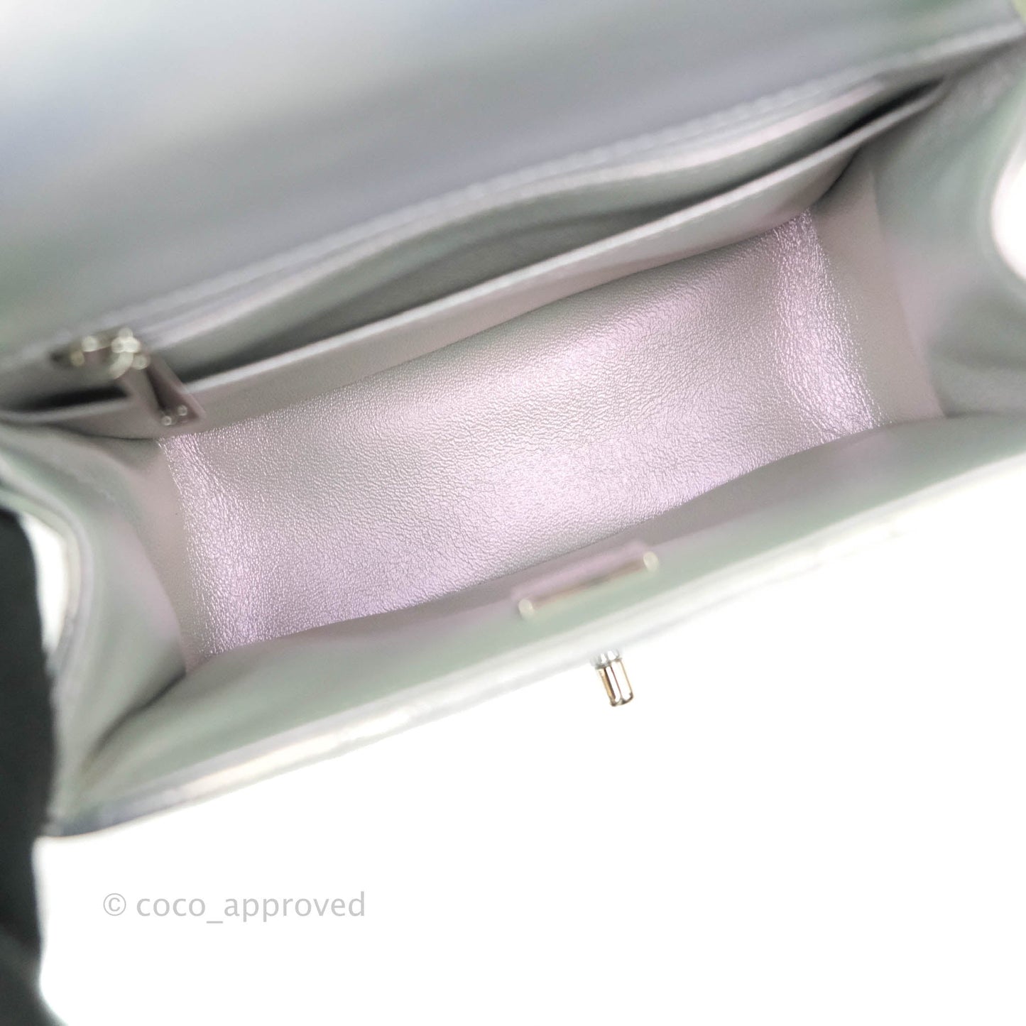Chanel Mini Square Quilted Iridescent Lilac Silver Hardware 21K