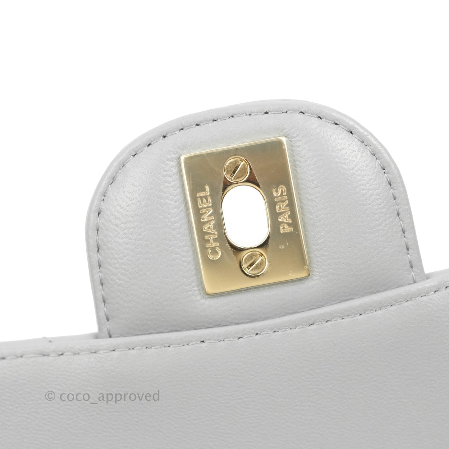Chanel Mini Square Chevron Grey Lambskin Gold Hardware