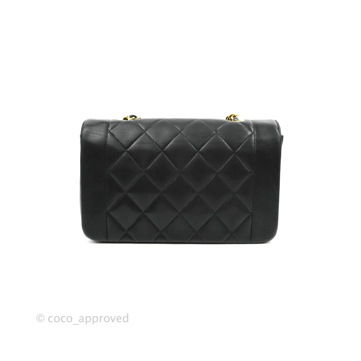 Chanel Vintage Small Quilted Classic Diana Flap Bag Black Lambskin 24K Gold Hardware