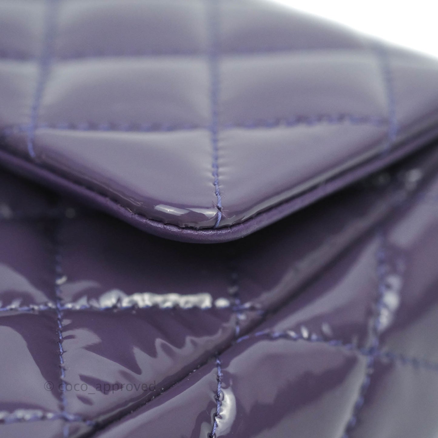 Chanel Quilted Mini Rectangular Flap Purple Patent Gun Metal