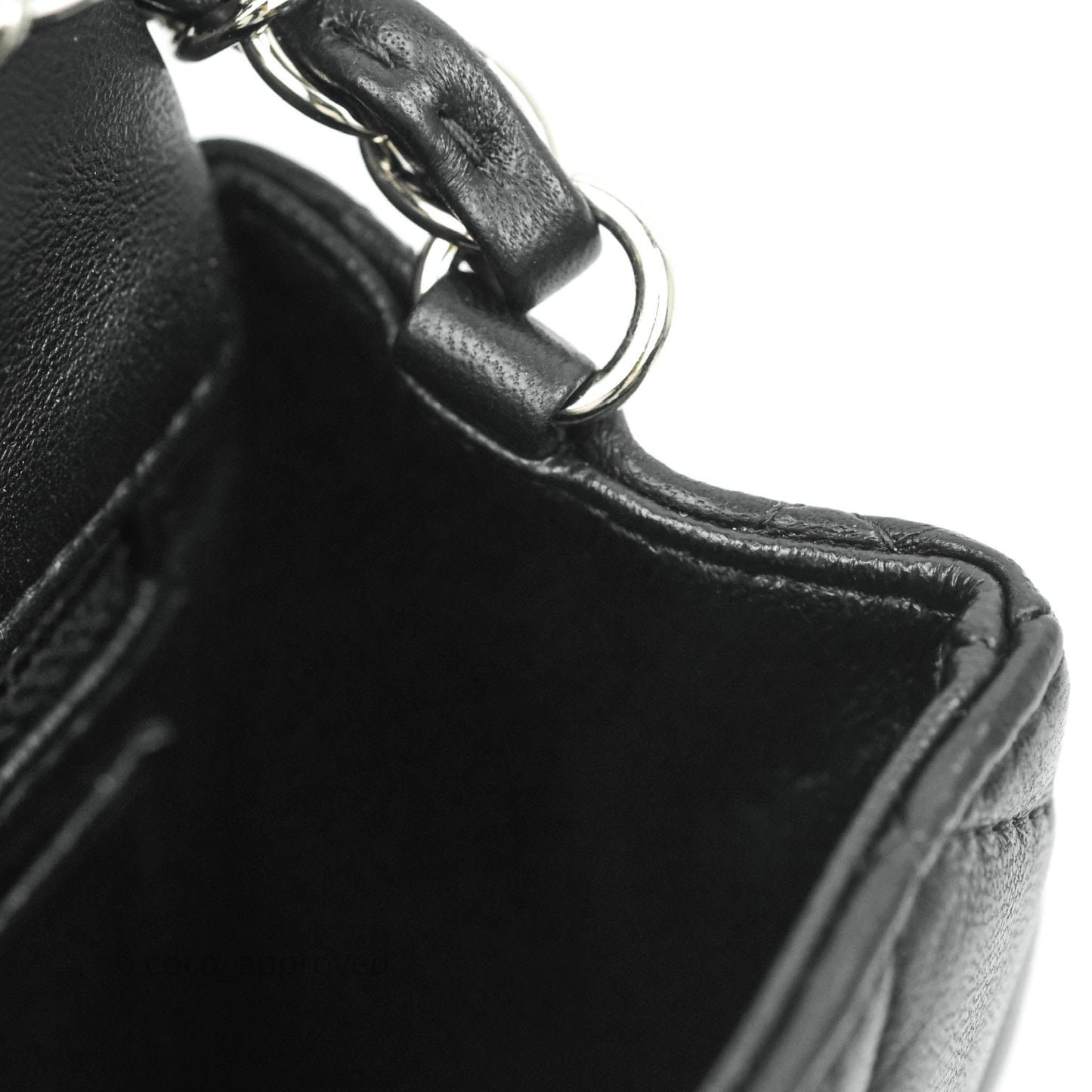 Chanel Quilted Mini Rectangular Black Lambskin Silver Hardware