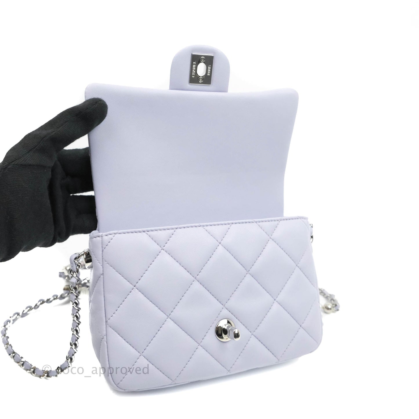 Chanel Quilted My Perfect Mini With Pearl Lilac Lambskin Silver Hardware