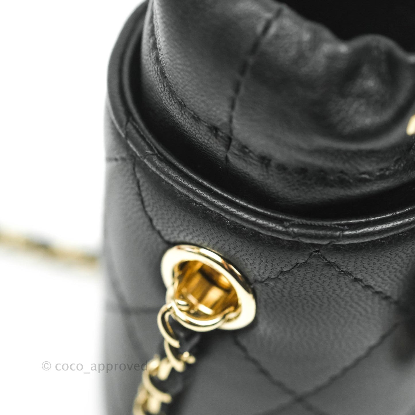 Chanel Mini Bucket With Chain Black Lambskin Gold Hardware 21A