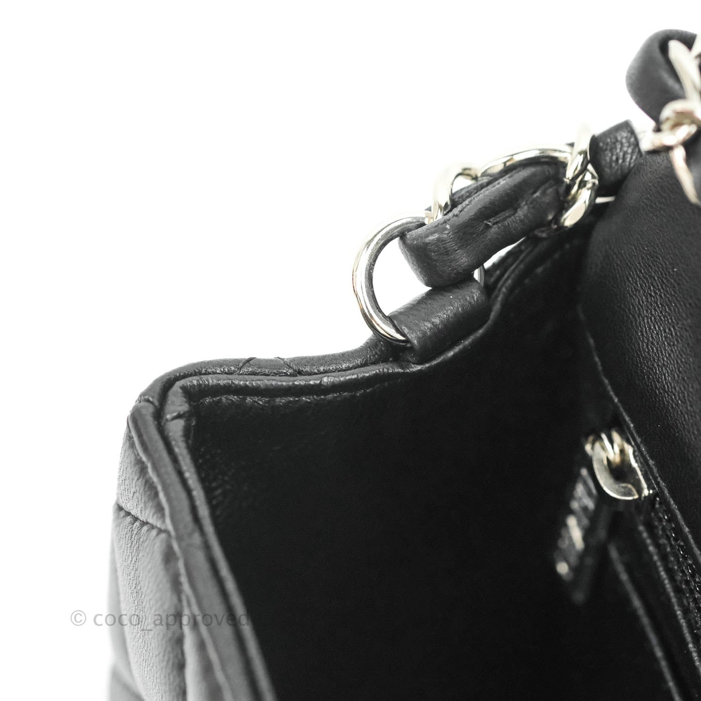 Chanel Quilted Mini Rectangular Black Lambskin Silver Hardware