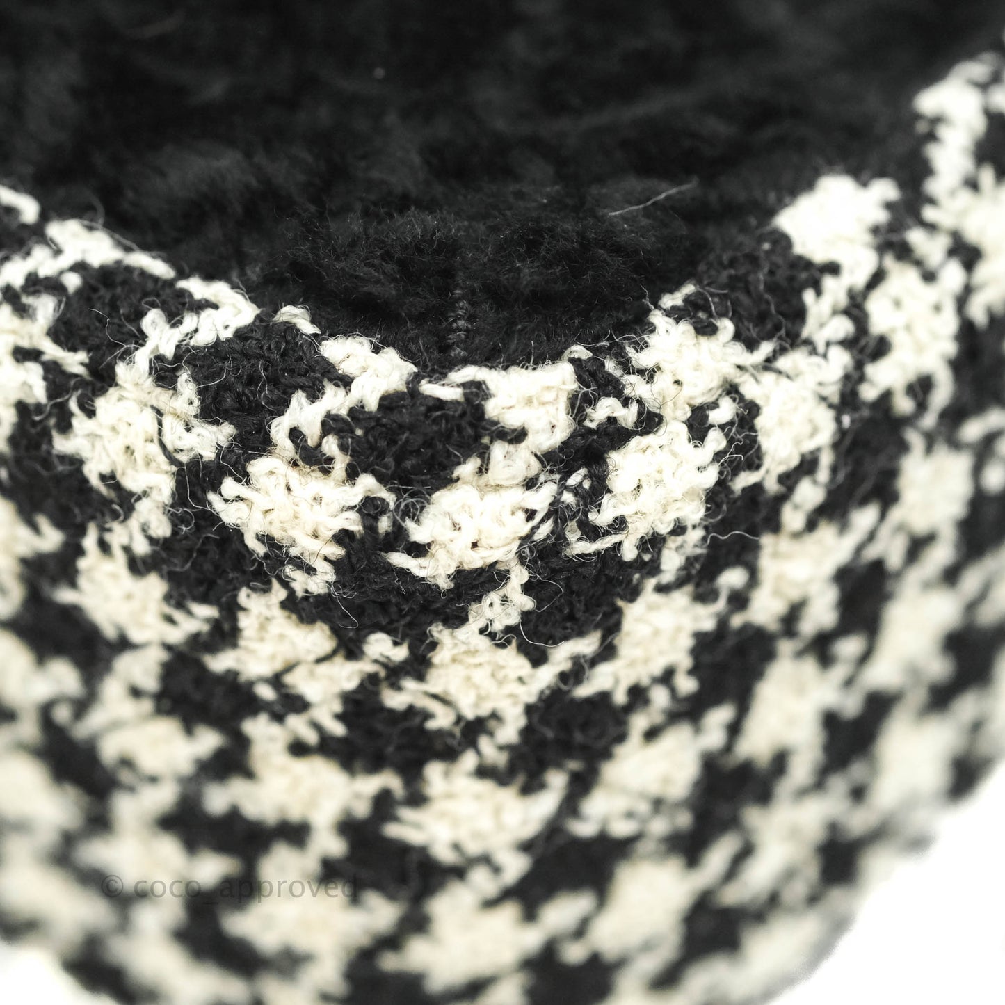 Chanel Mini Square Flap Shearling & Tweed Black & White Aged Gold Hardware 20A