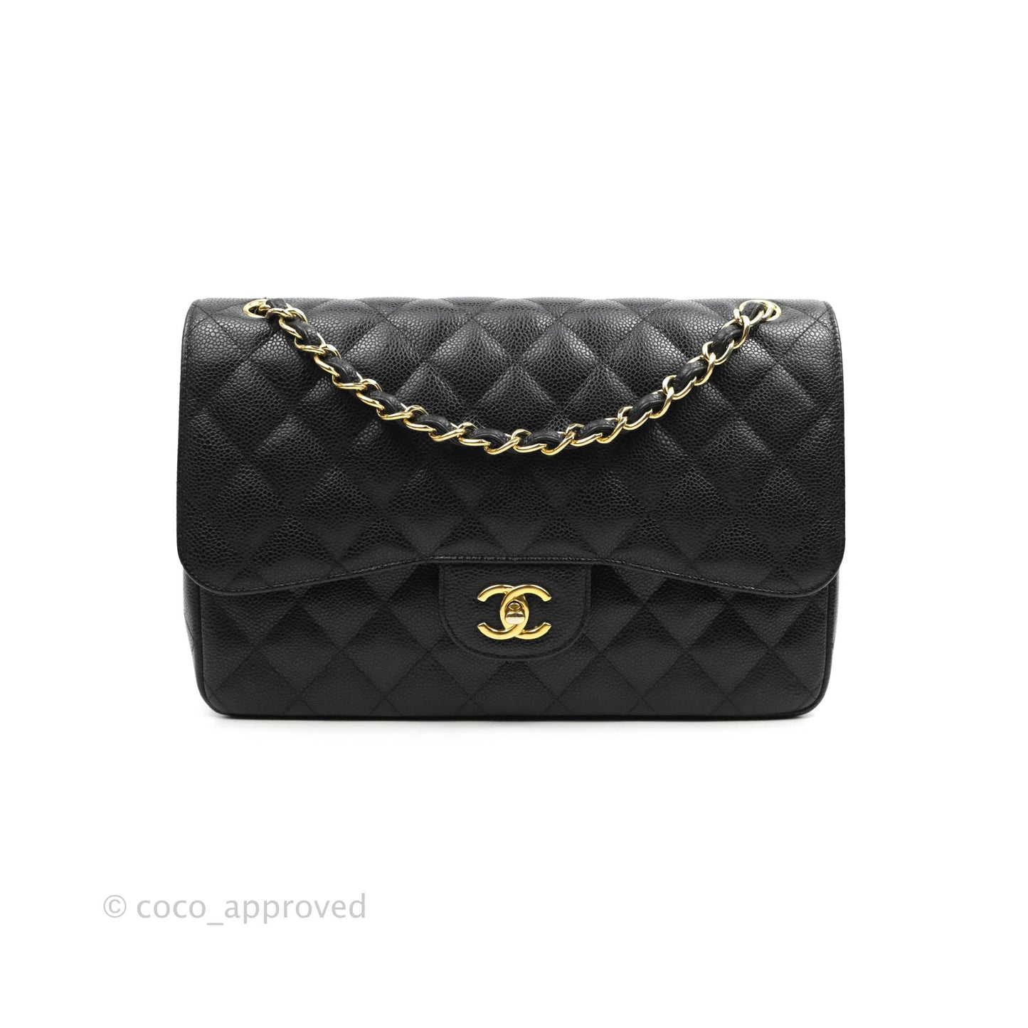 Chanel Jumbo Double Flap Black Caviar Gold Hardware⁣⁣