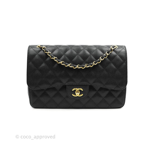 Chanel Jumbo Double Flap Black Caviar Gold Hardware⁣⁣