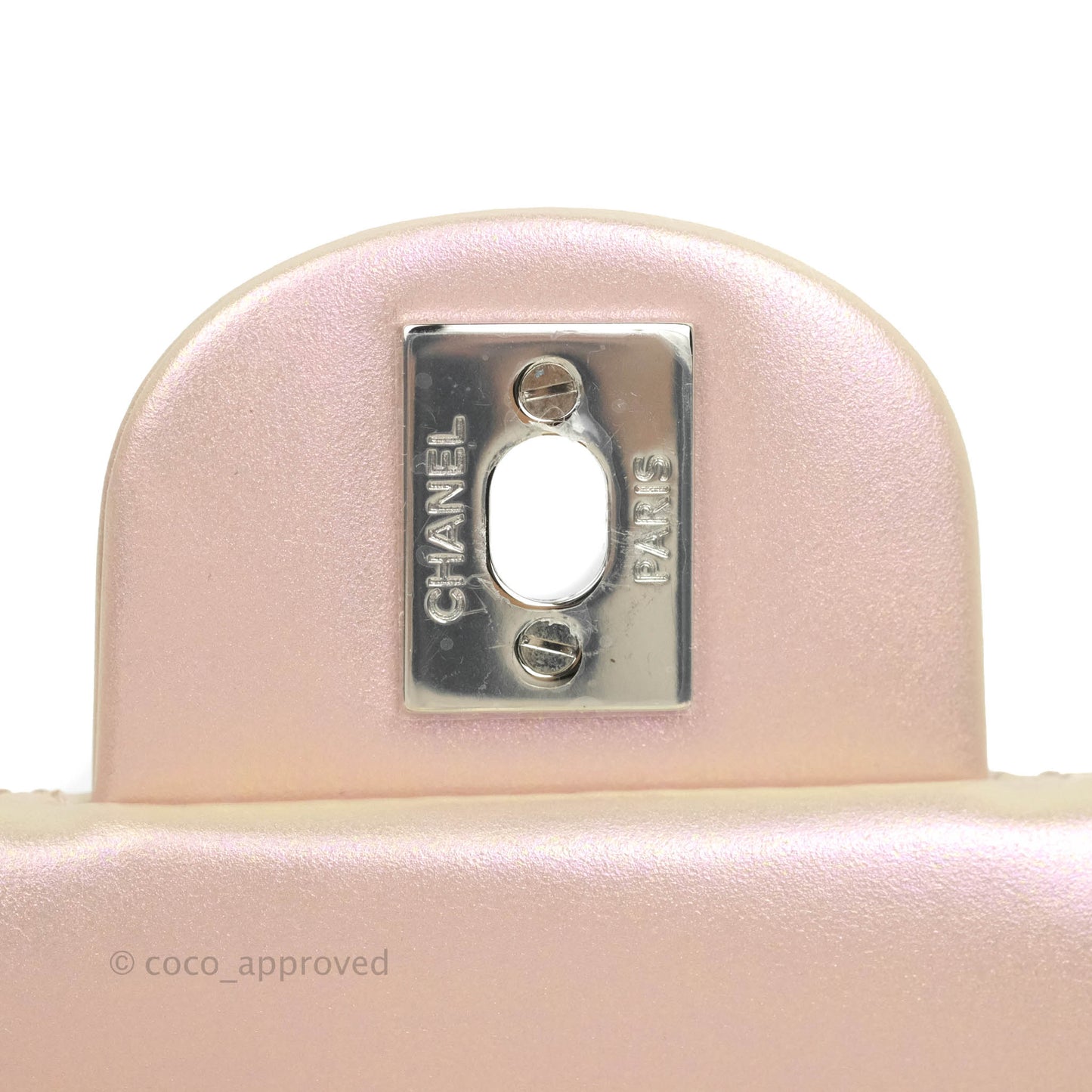 Chanel Mini Square Quilted Iridescent Pink Silver Hardware