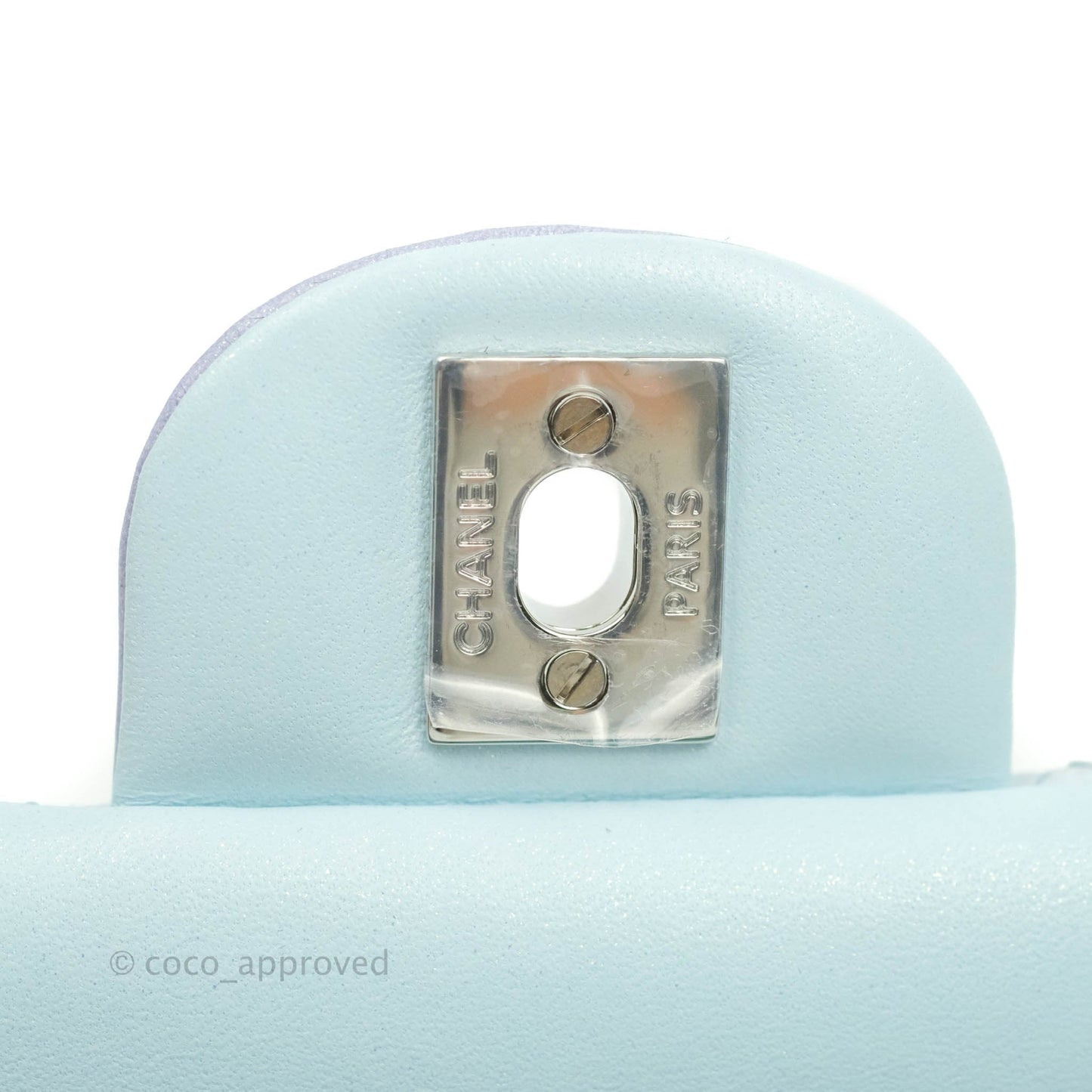 Chanel Quilted Mini Rectangular Flap Iridescent Blue Silver Hardware