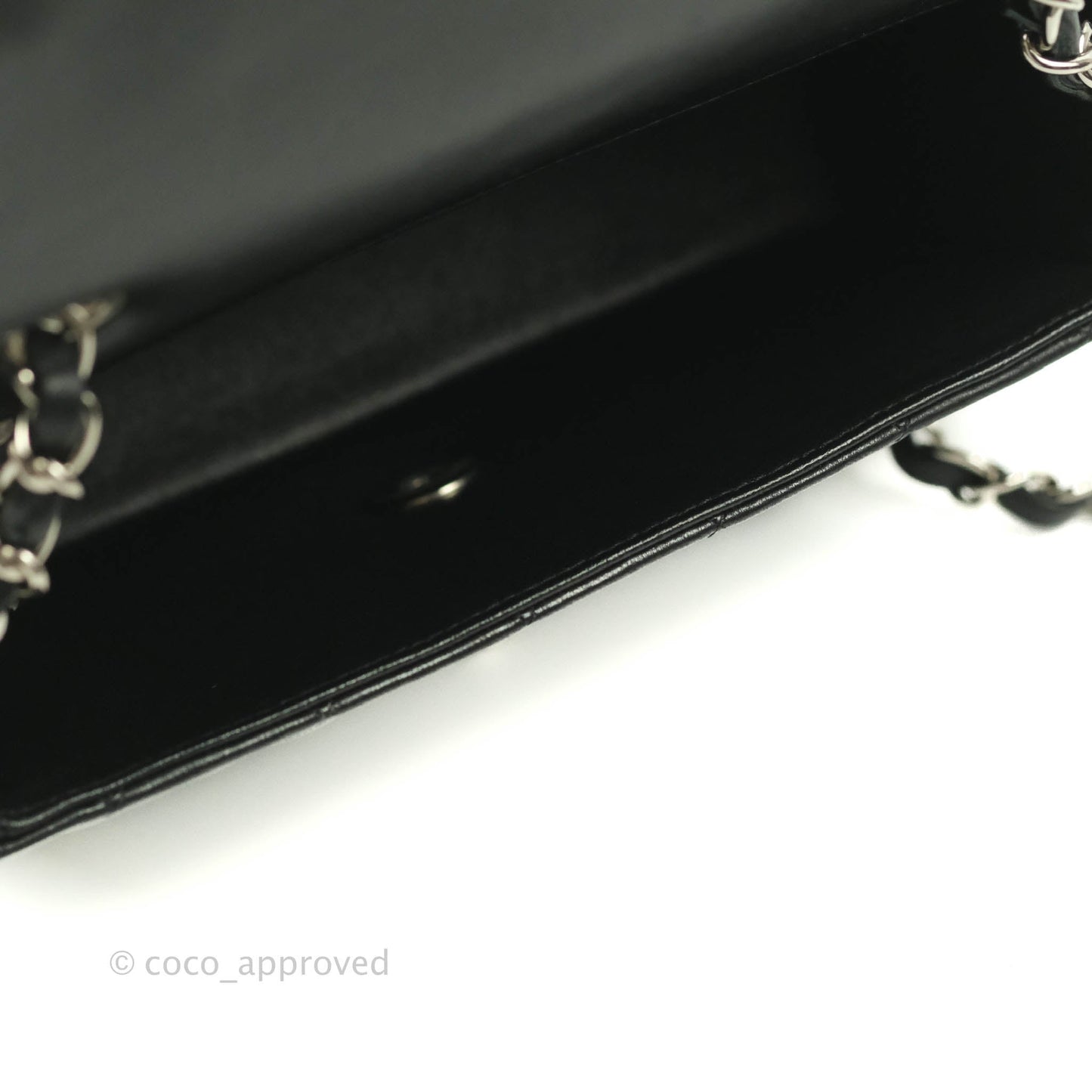 Chanel Quilted Mini Rectangular Black Lambskin Silver Hardware