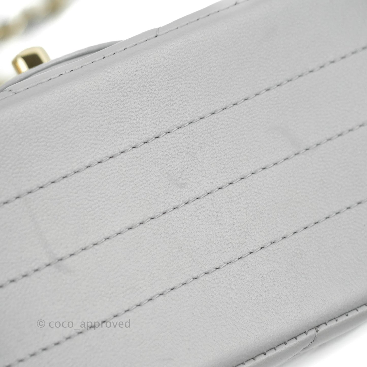 Chanel Mini Square Chevron Grey Lambskin Gold Hardware
