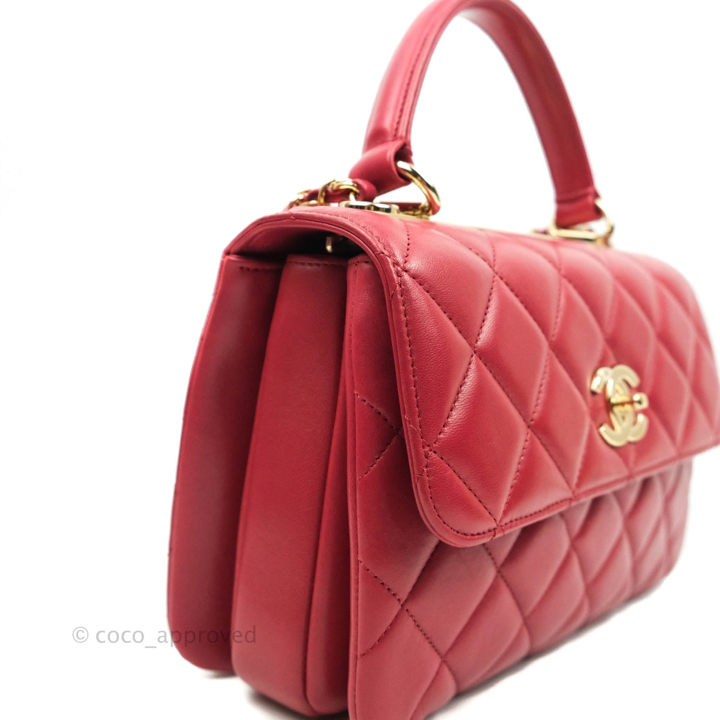 Chanel Small Quilted Trendy CC Red Lambskin Gold Hardware