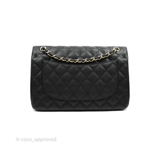 Chanel Jumbo Double Flap Black Caviar Gold Hardware⁣⁣