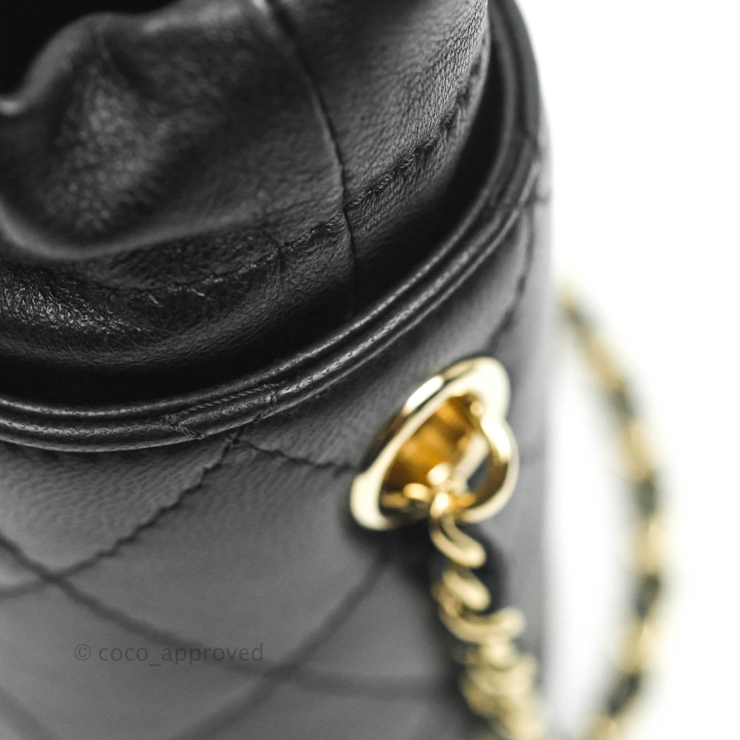 Chanel Mini Bucket With Chain Black Lambskin Gold Hardware 21A