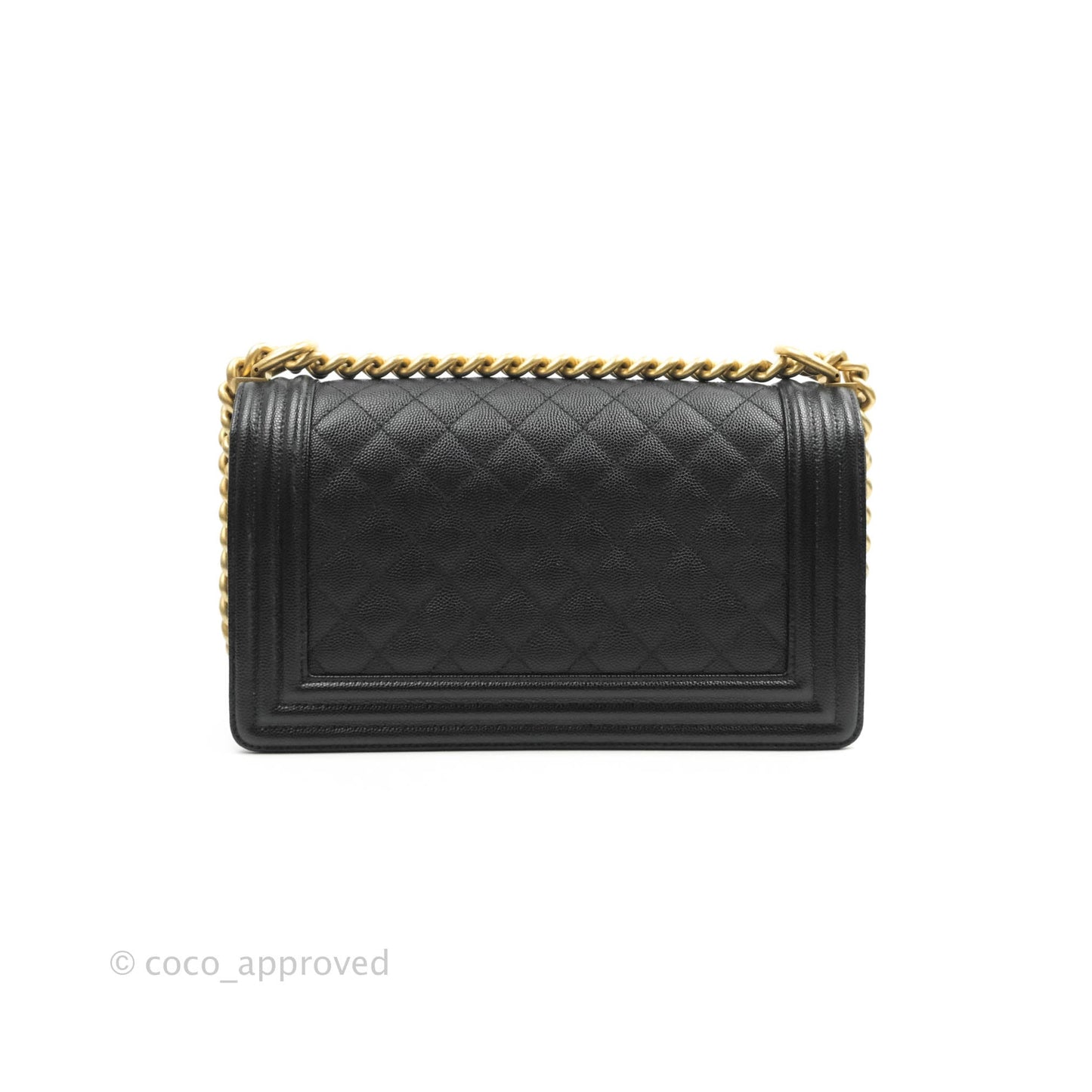 Chanel Medium Quilted Boy Black Caviar Aged Gold Hardware
