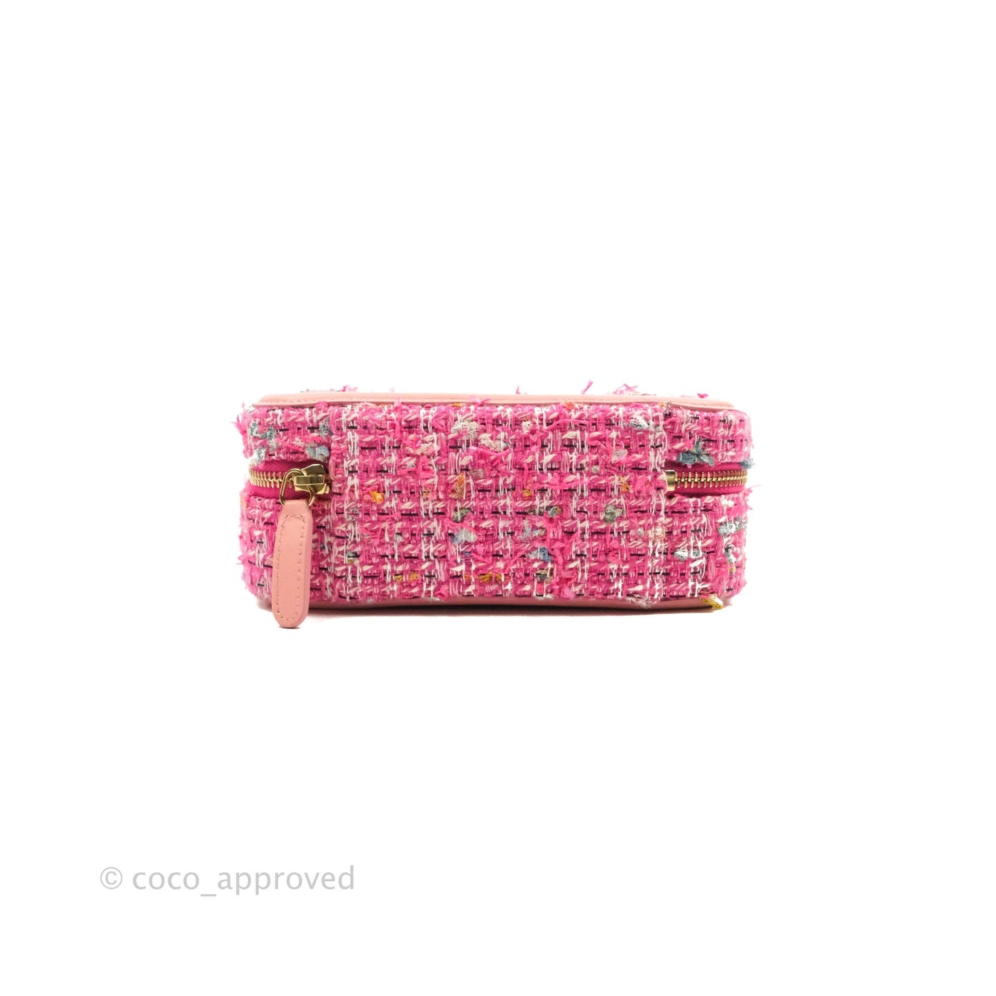 Chanel CC Filigree Vanity Clutch With Chain Pink Tweed