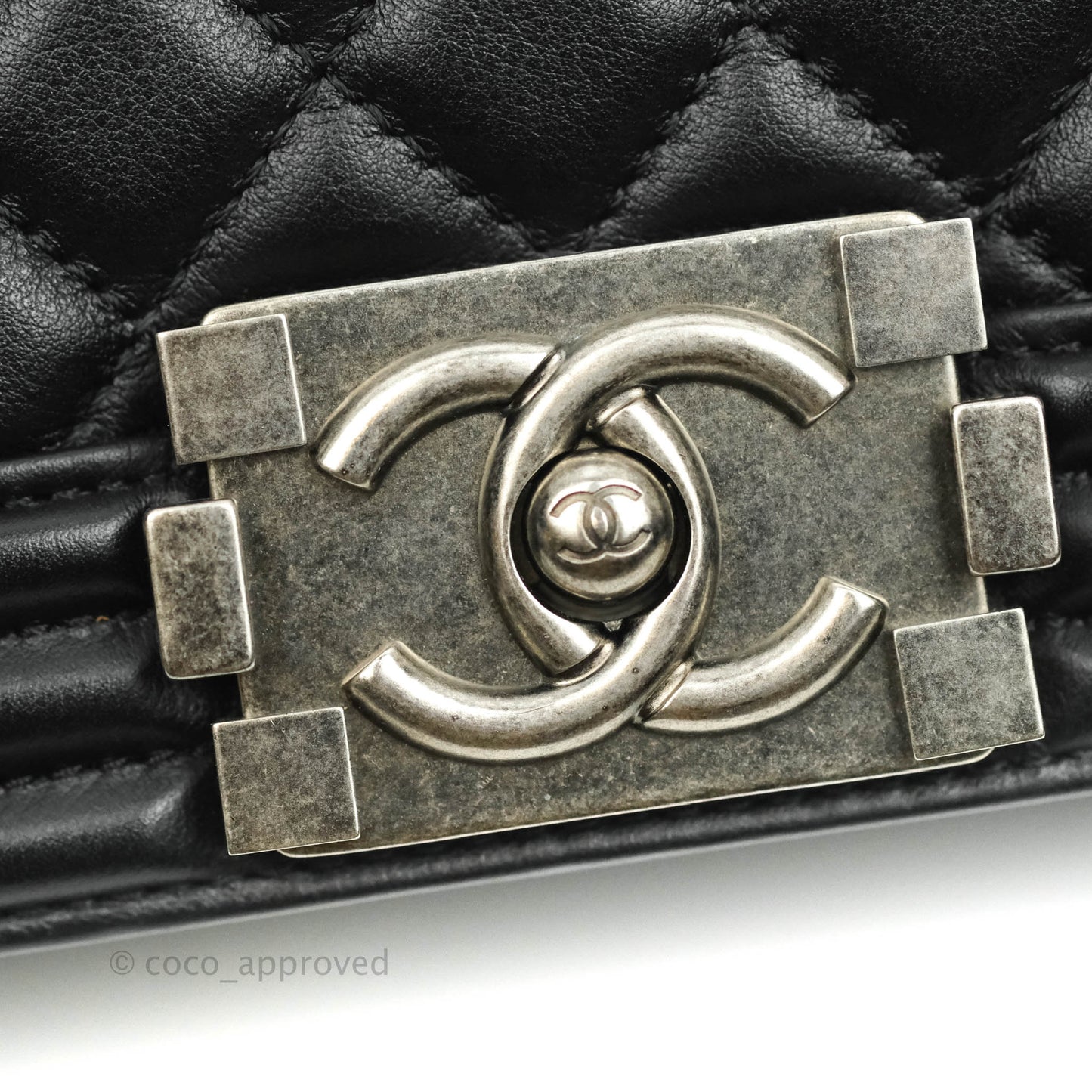 Chanel Quilted Medium Black Calfskin Boy Flap Ruthenium Hardware