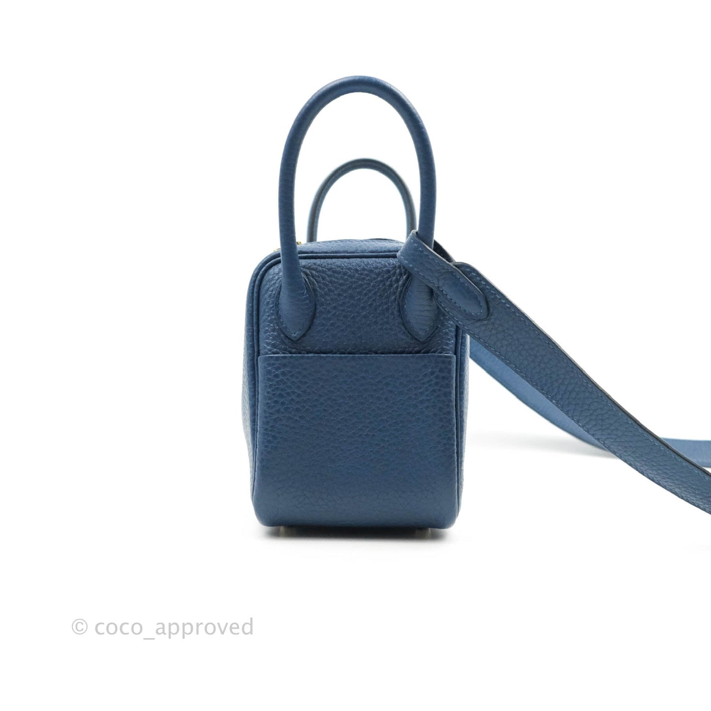 Hermès Mini Lindy 20 Deep Blue Clemence Gold Hardware