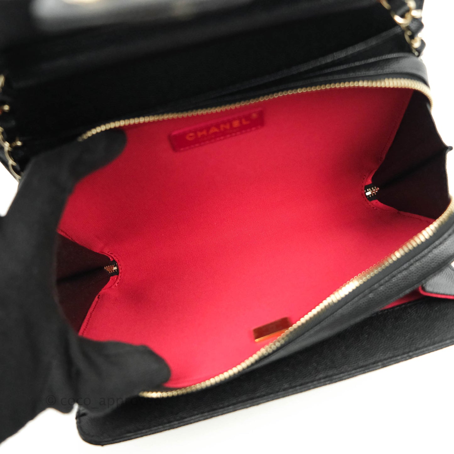 Chanel Quilted Like The Wallet Medium Flap Black Caviar Gold Hardware 22C