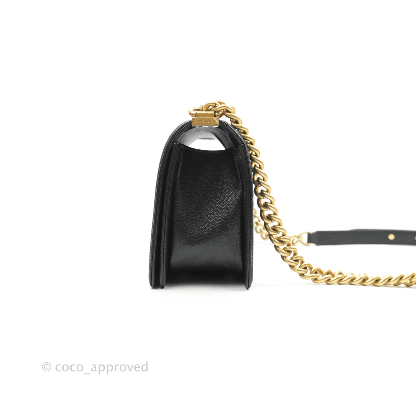 Chanel Medium Quilted Boy Black Caviar Aged Gold Hardware