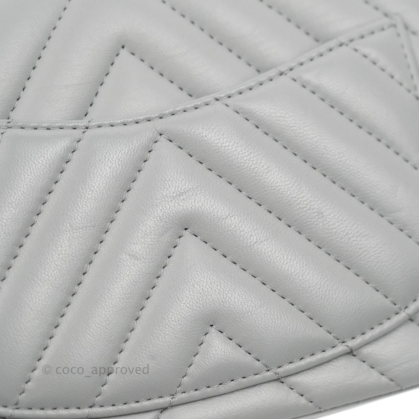 Chanel Mini Square Chevron Grey Lambskin Gold Hardware