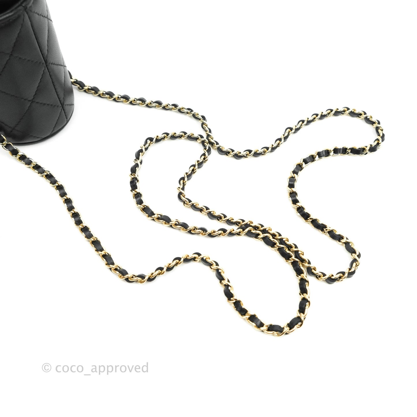 Chanel Mini Bucket With Chain Black Lambskin Gold Hardware 21A