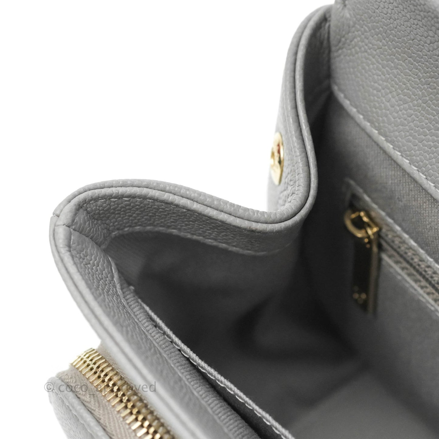 Chanel Quilted Small Business Affinity Flap Grey Caviar Gold Hardware