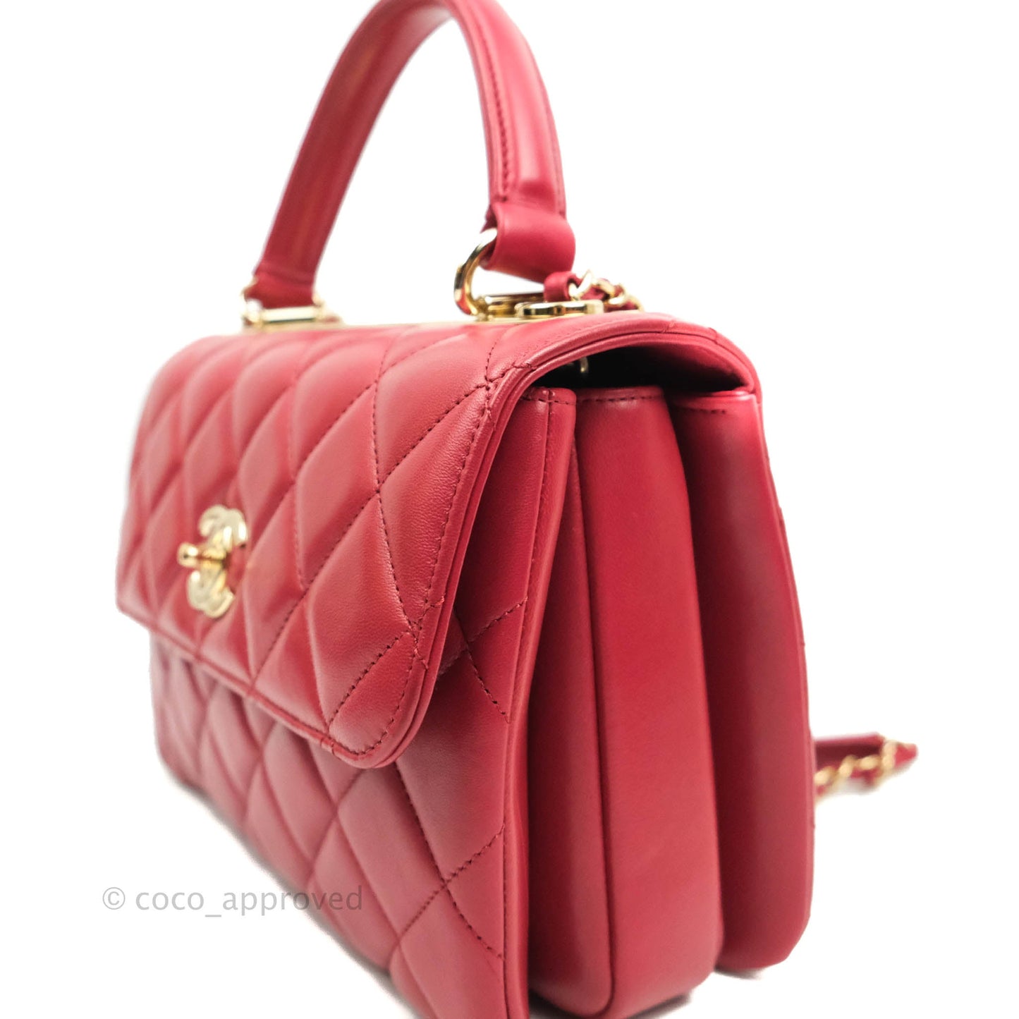 Chanel Small Quilted Trendy CC Red Lambskin Gold Hardware