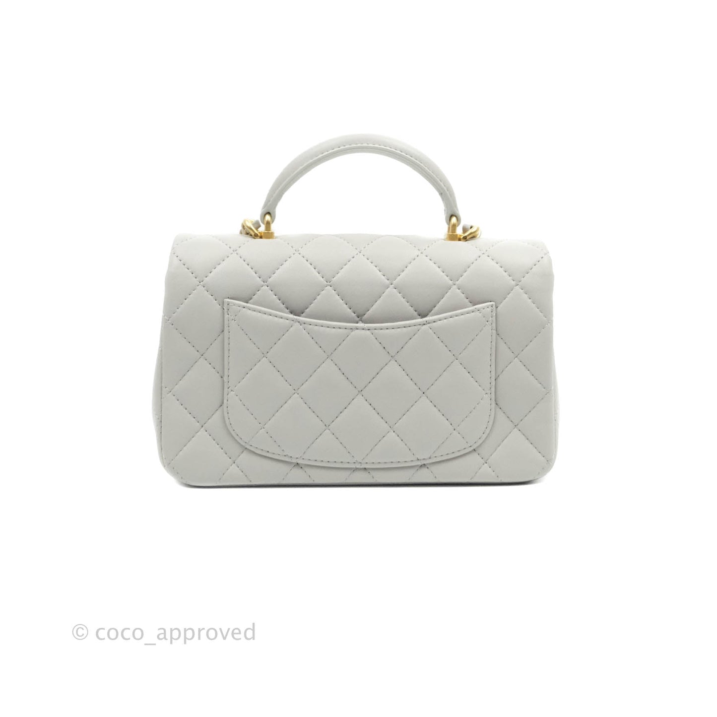 Chanel Top Handle Mini Rectangular Flap Bag Grey Lambskin Aged Gold Hardware