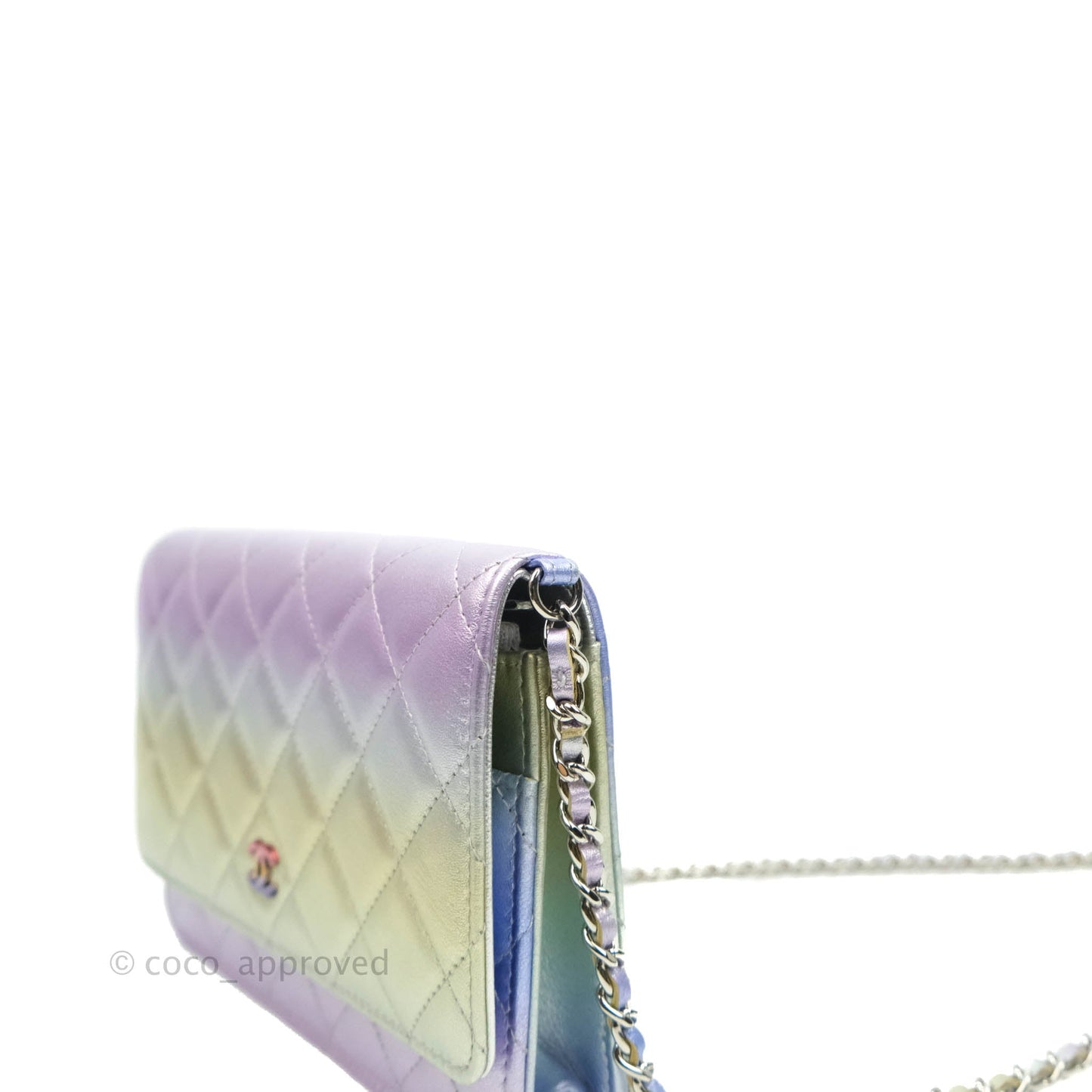 Chanel Quilted Wallet on Chain WOC Metallic Rainbow Lambskin Rainbow Hardware