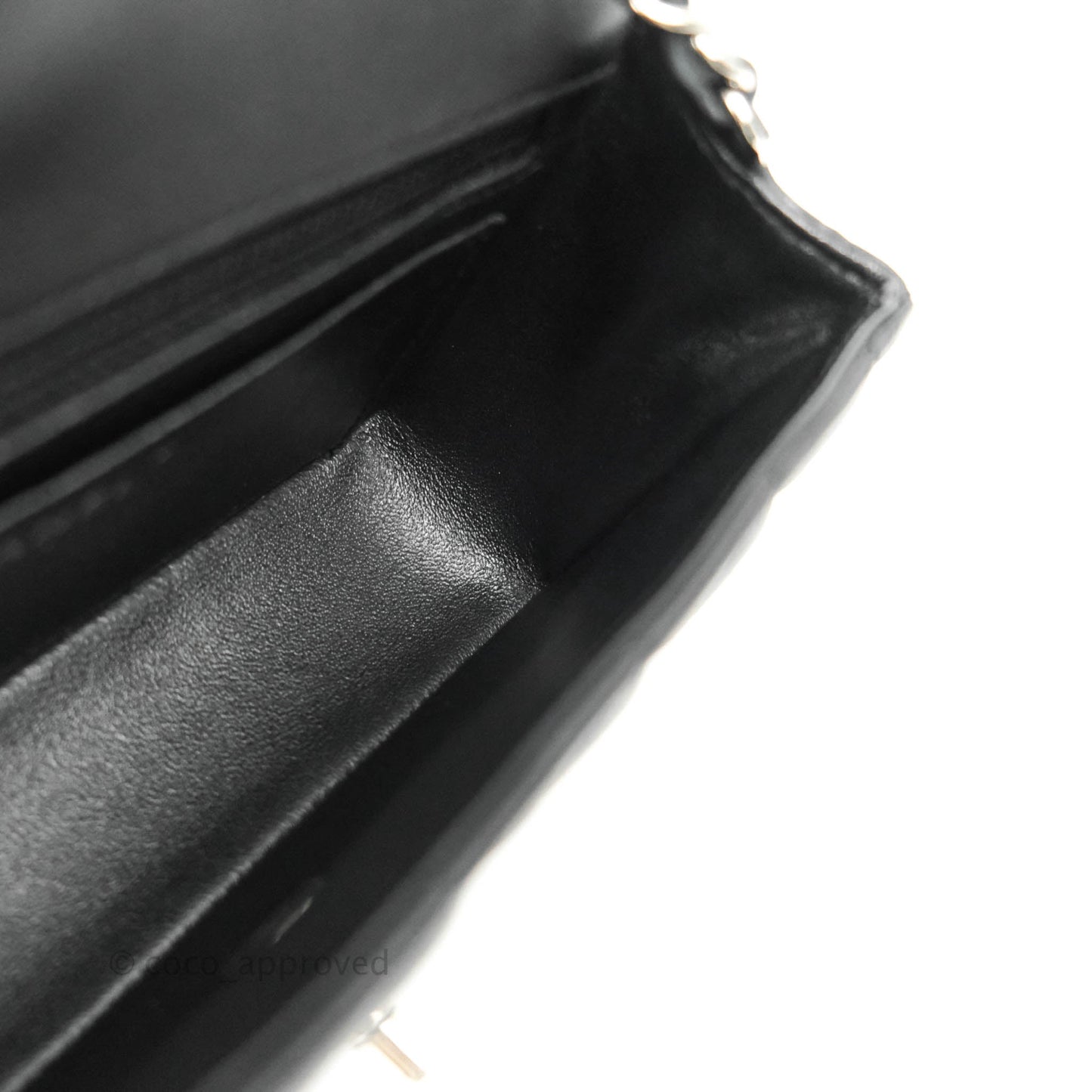 Chanel Quilted Mini Rectangular Black Lambskin Silver Hardware