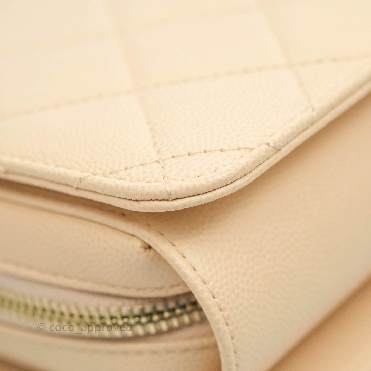 Chanel Quilted Small Like The Wallet Flap Light Beige Caviar Light Gold Hardware 22C