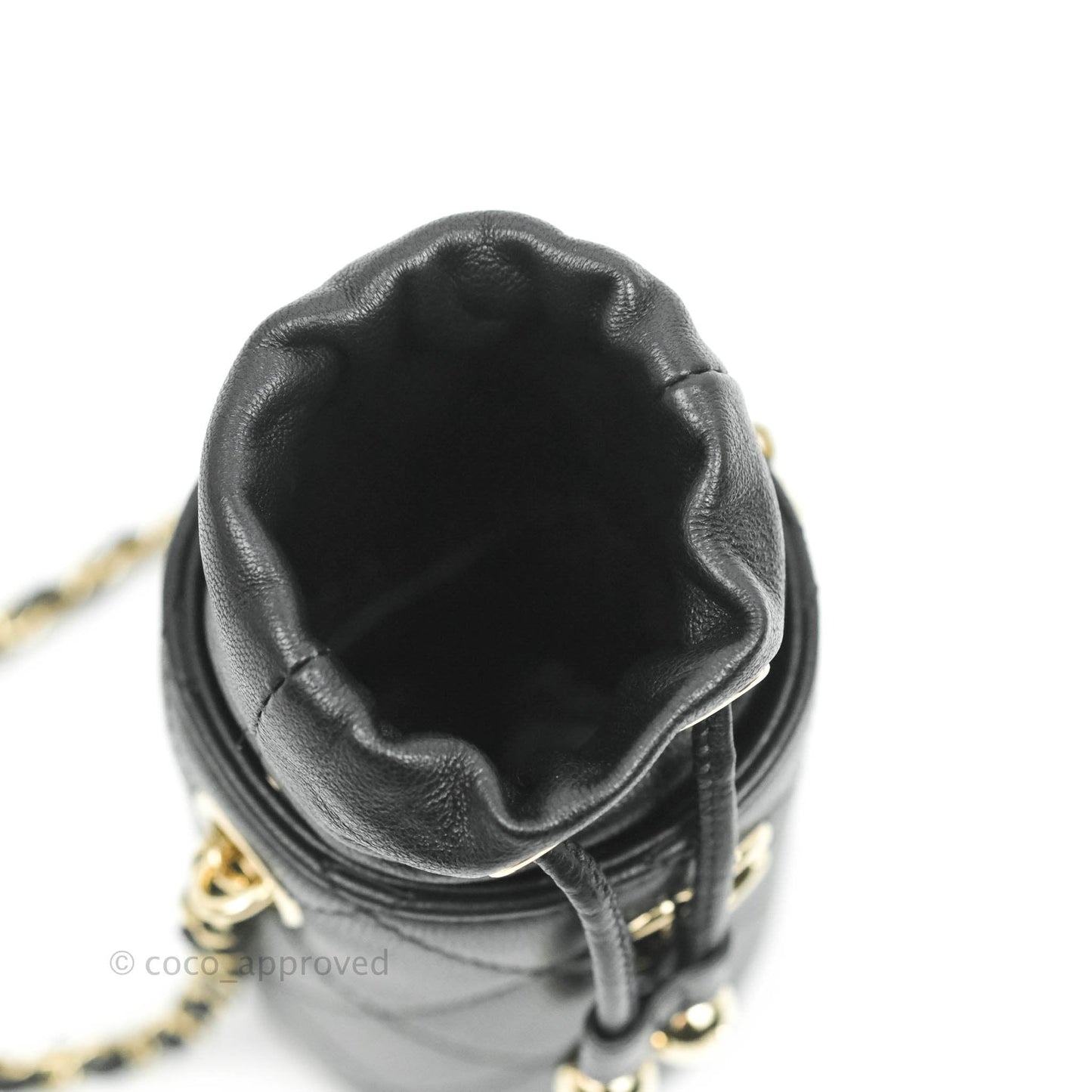 Chanel Mini Bucket With Chain Black Lambskin Gold Hardware 21A