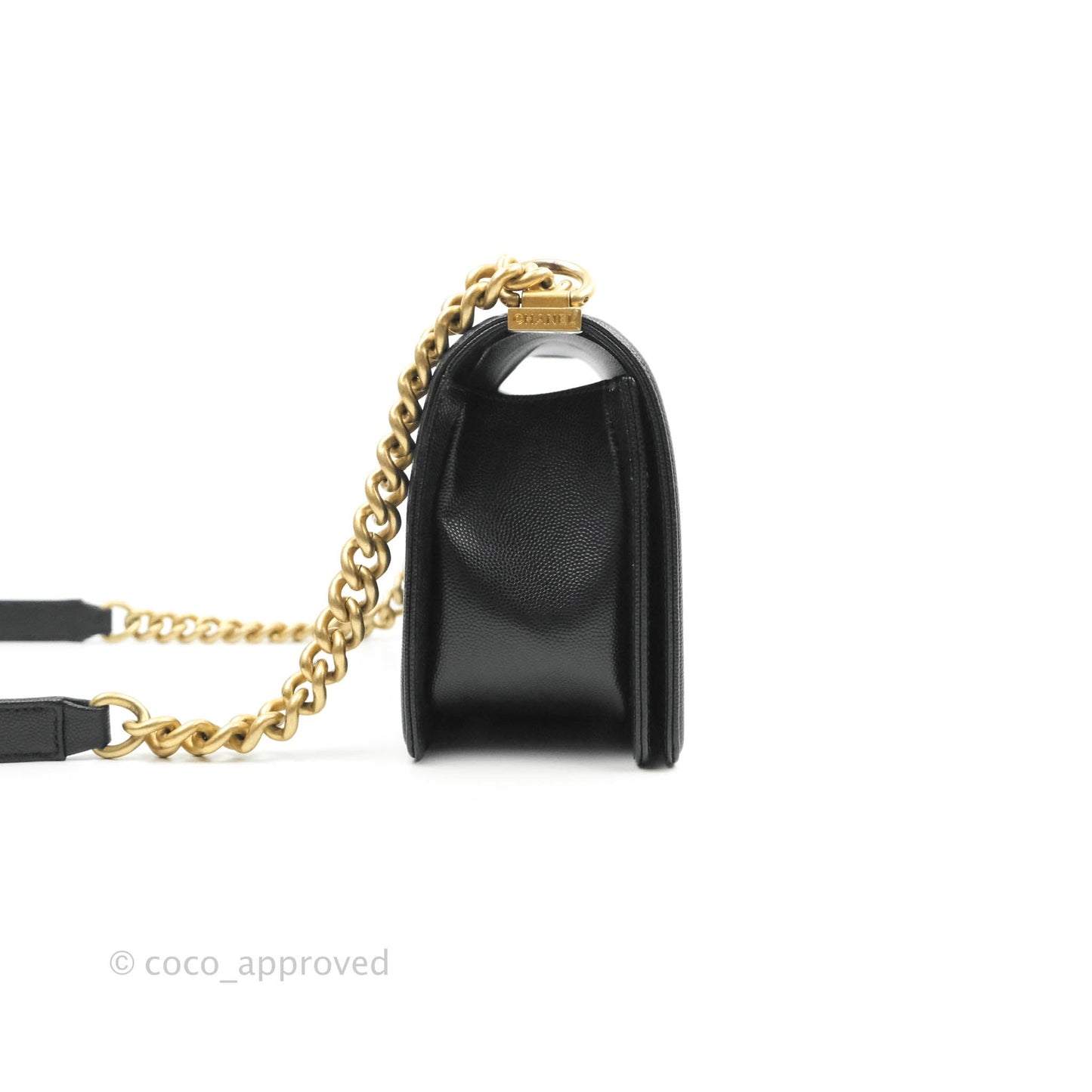 Chanel Medium Quilted Boy Black Caviar Aged Gold Hardware