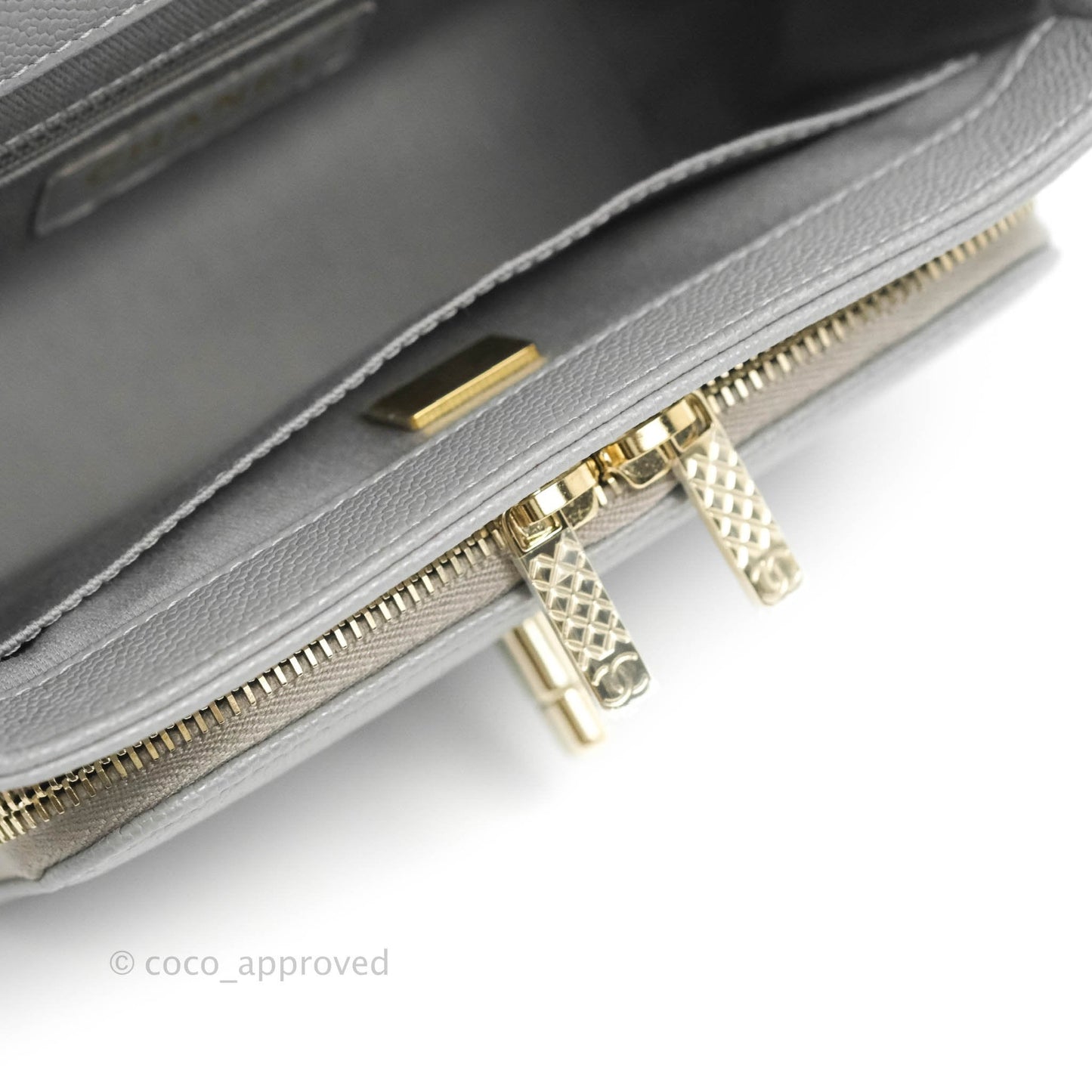 Chanel Quilted Small Business Affinity Flap Grey Caviar Gold Hardware