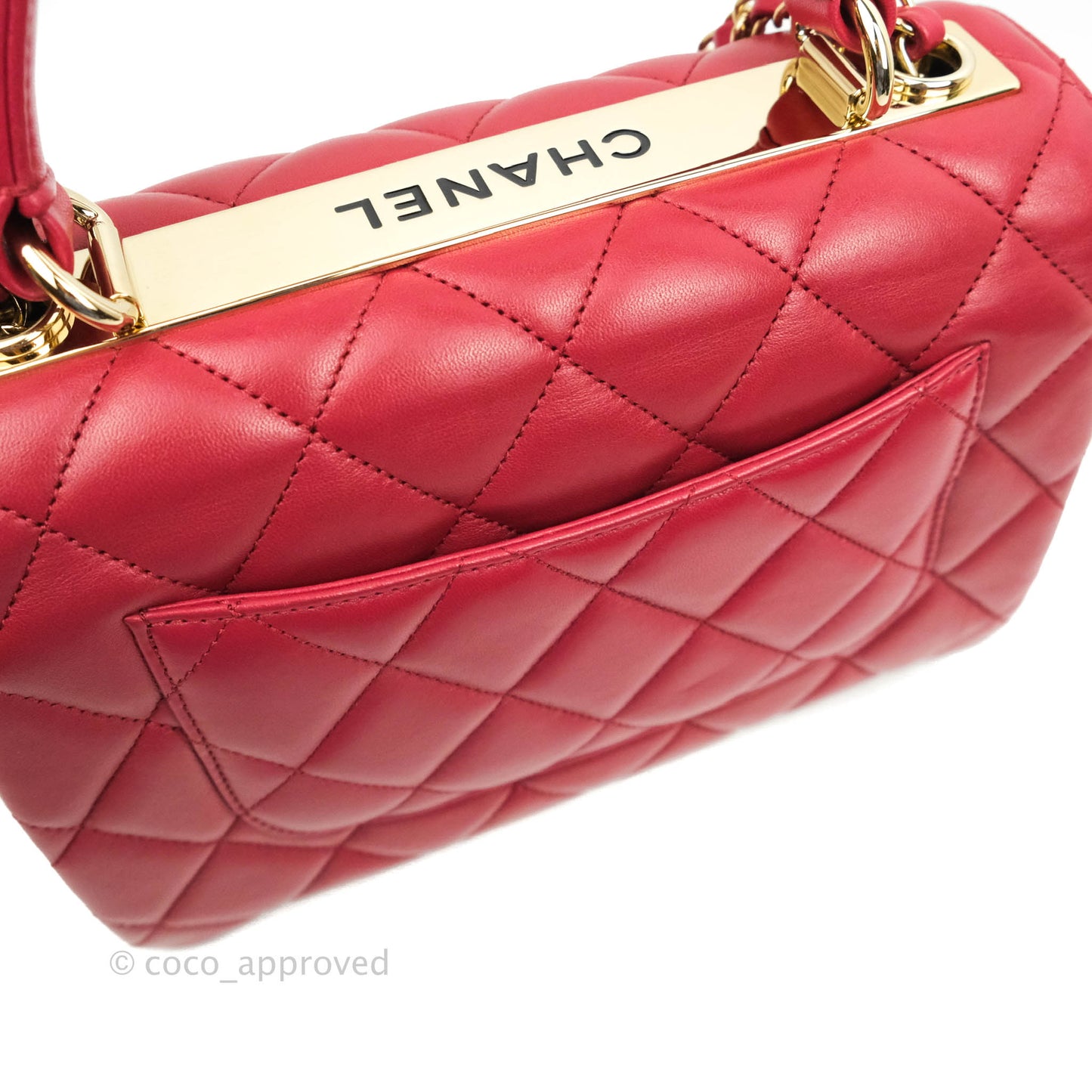Chanel Small Quilted Trendy CC Red Lambskin Gold Hardware