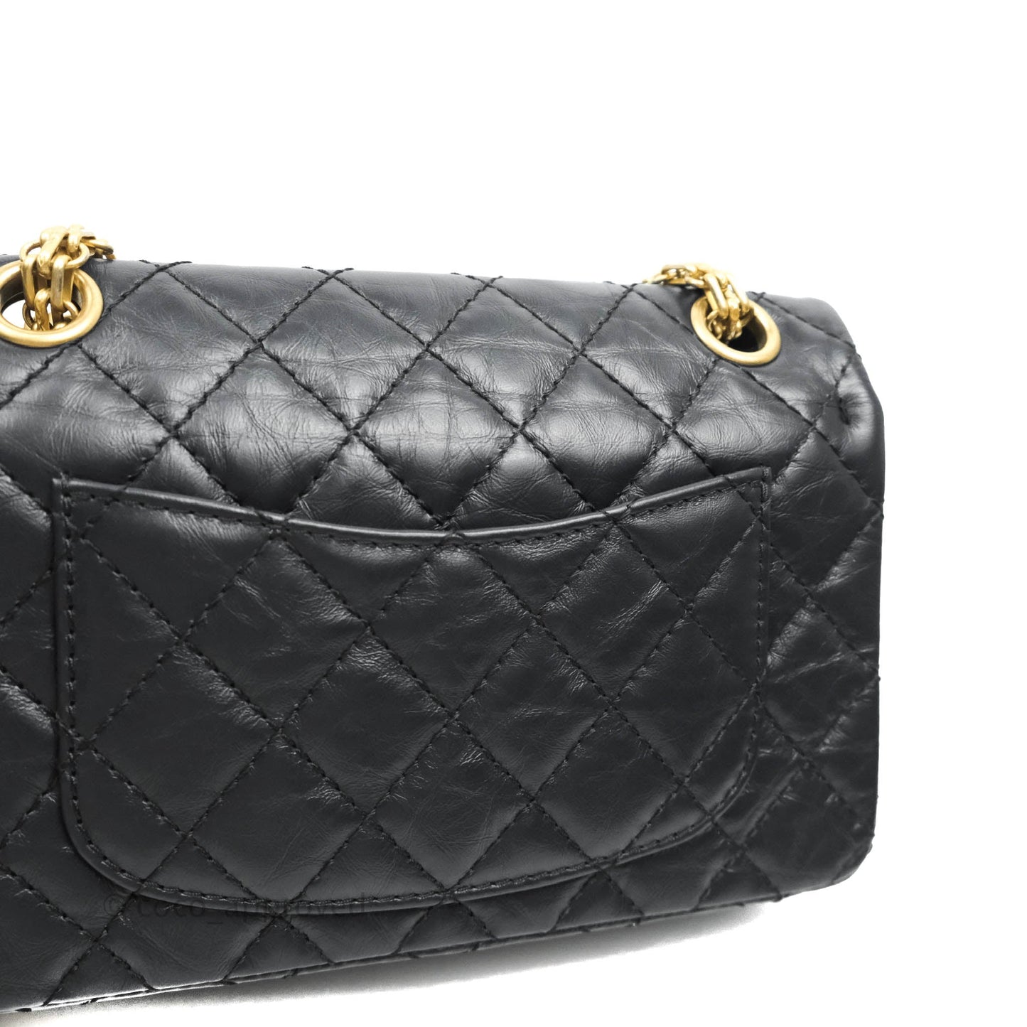 Chanel Mini Reissue 224 Navy Aged Calfskin Aged Gold Hardware